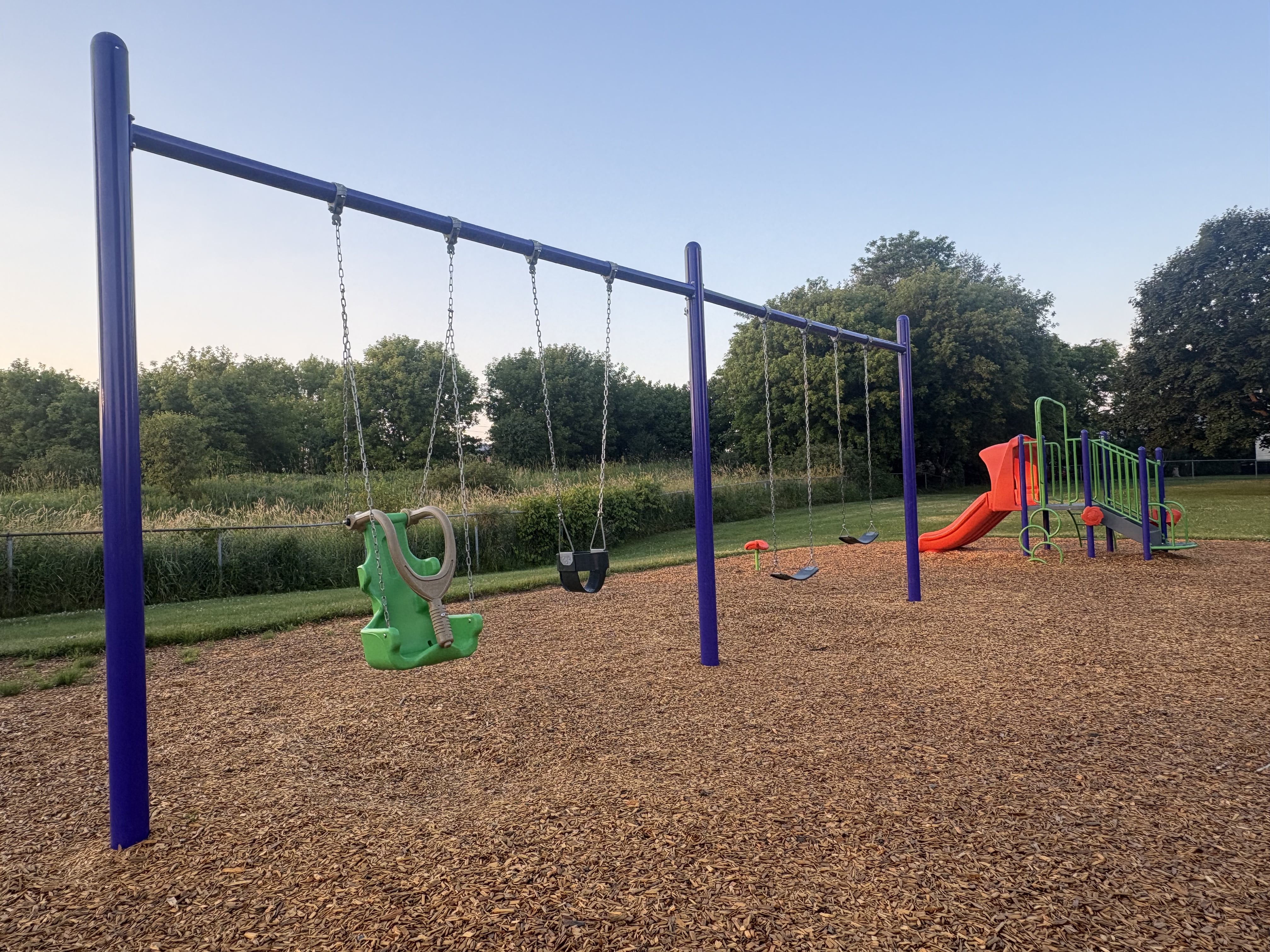 Hewson Park playground equipment in Port Hope, ON featuring modern playground design