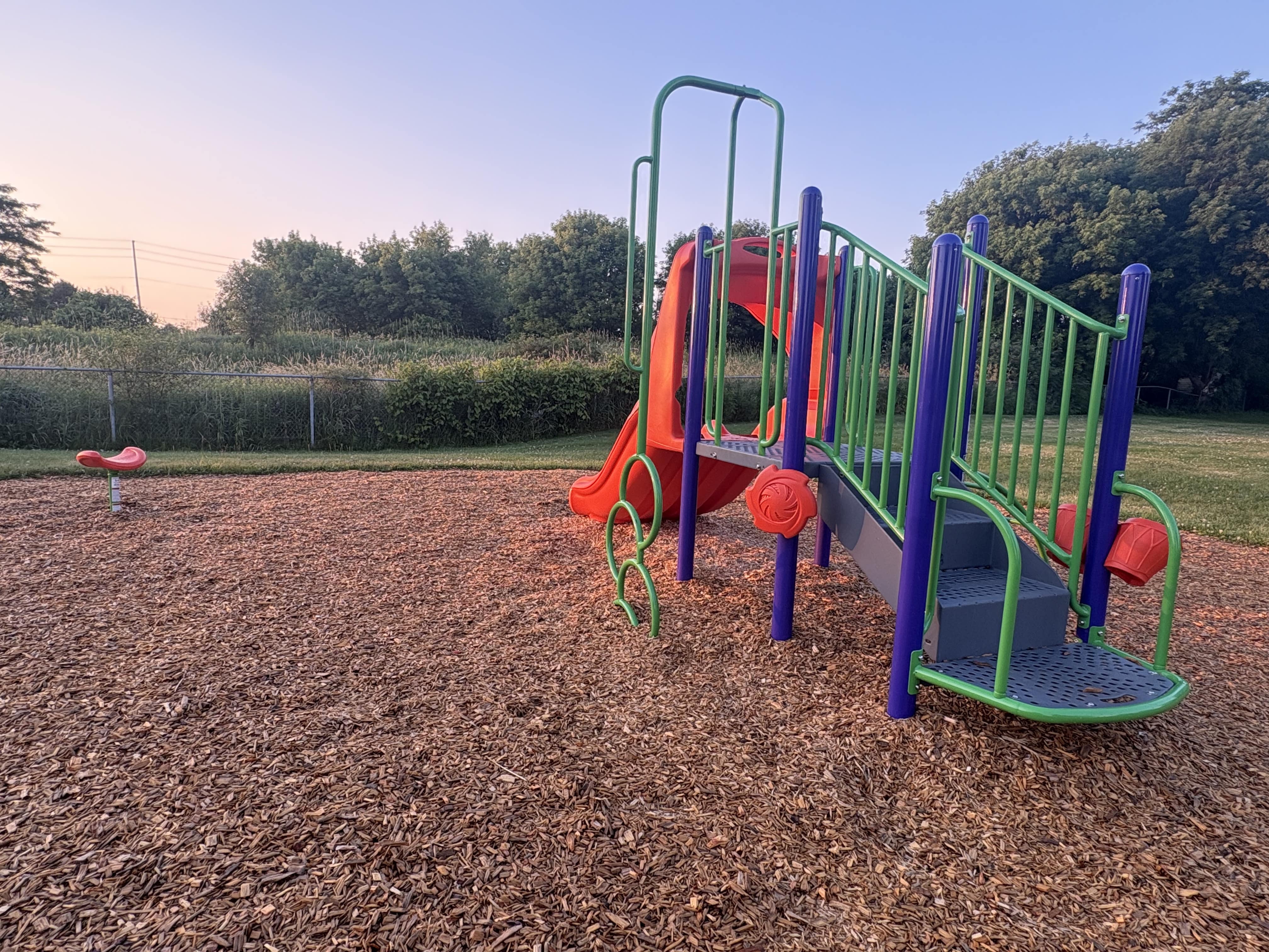 Hewson Park playground equipment in Port Hope, ON featuring Schooner multi-play structure