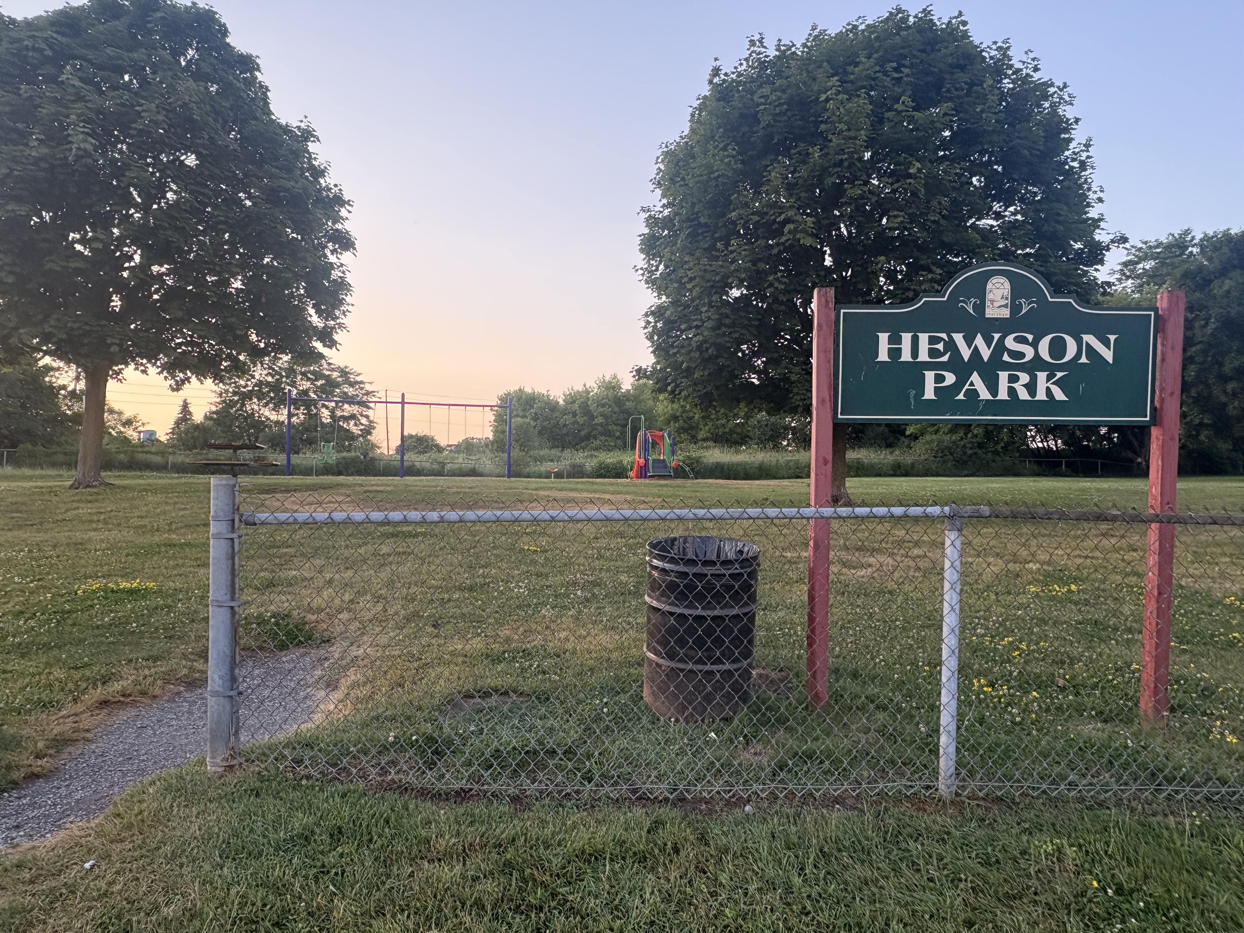 Hewson Park playground equipment in Port Hope, ON featuring colorful play structures