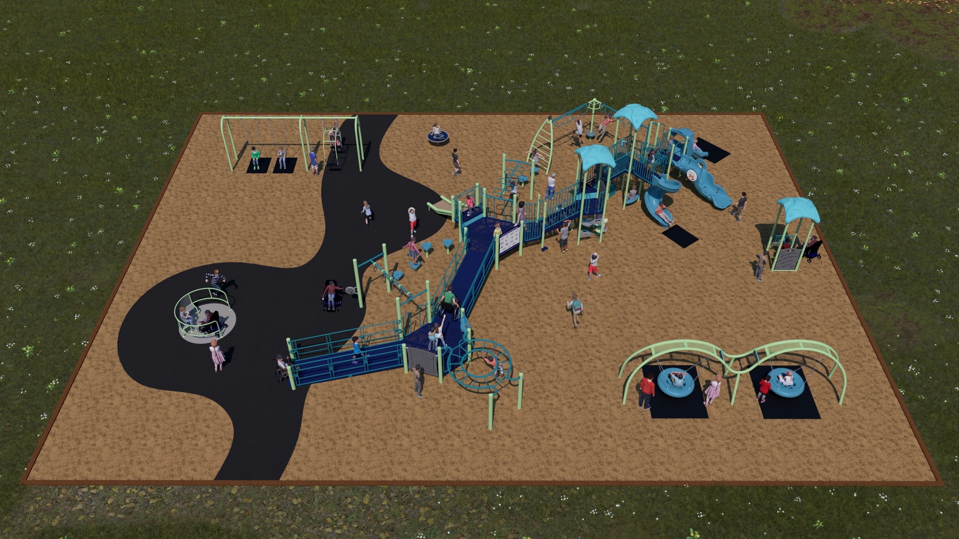 Steffie Woima Elementary School playground equipment in Sylvan Lake, AB with climbing and sliding features