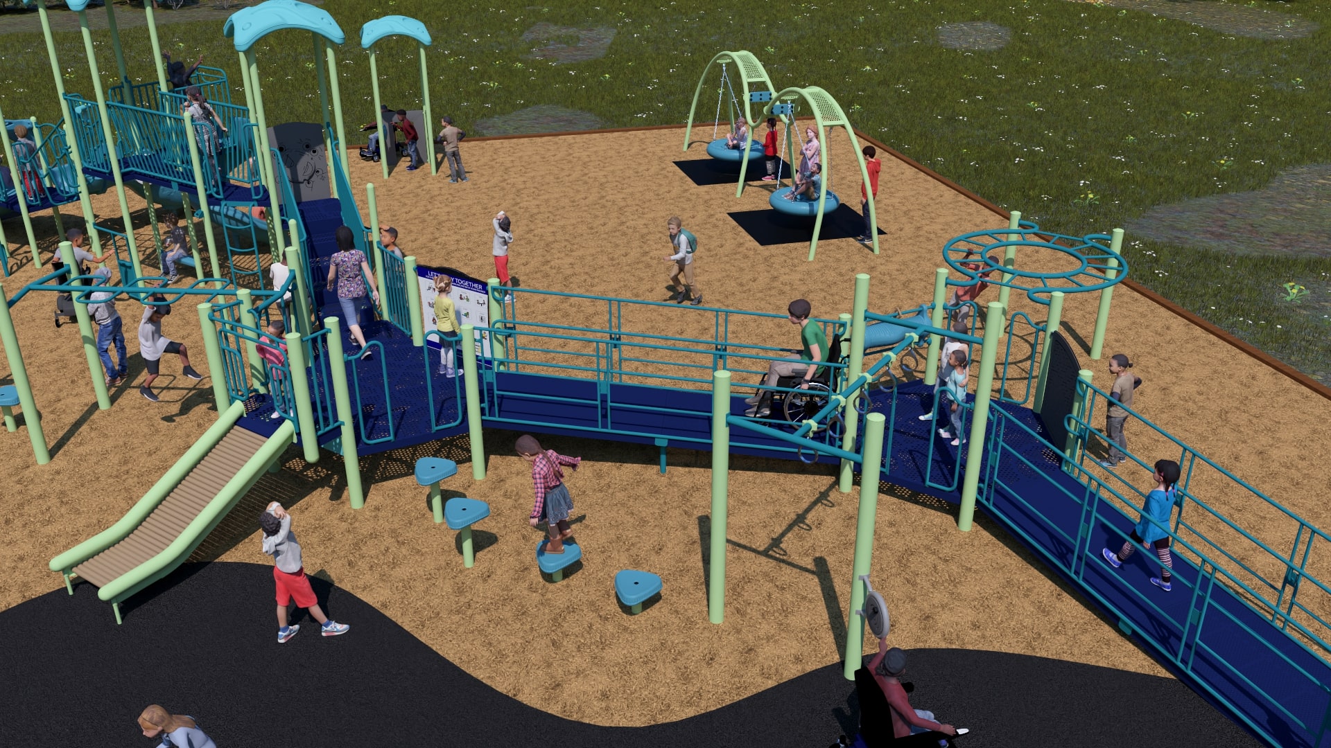 Steffie Woima Elementary School playground equipment in Sylvan Lake, AB with safety surfacing and equipment