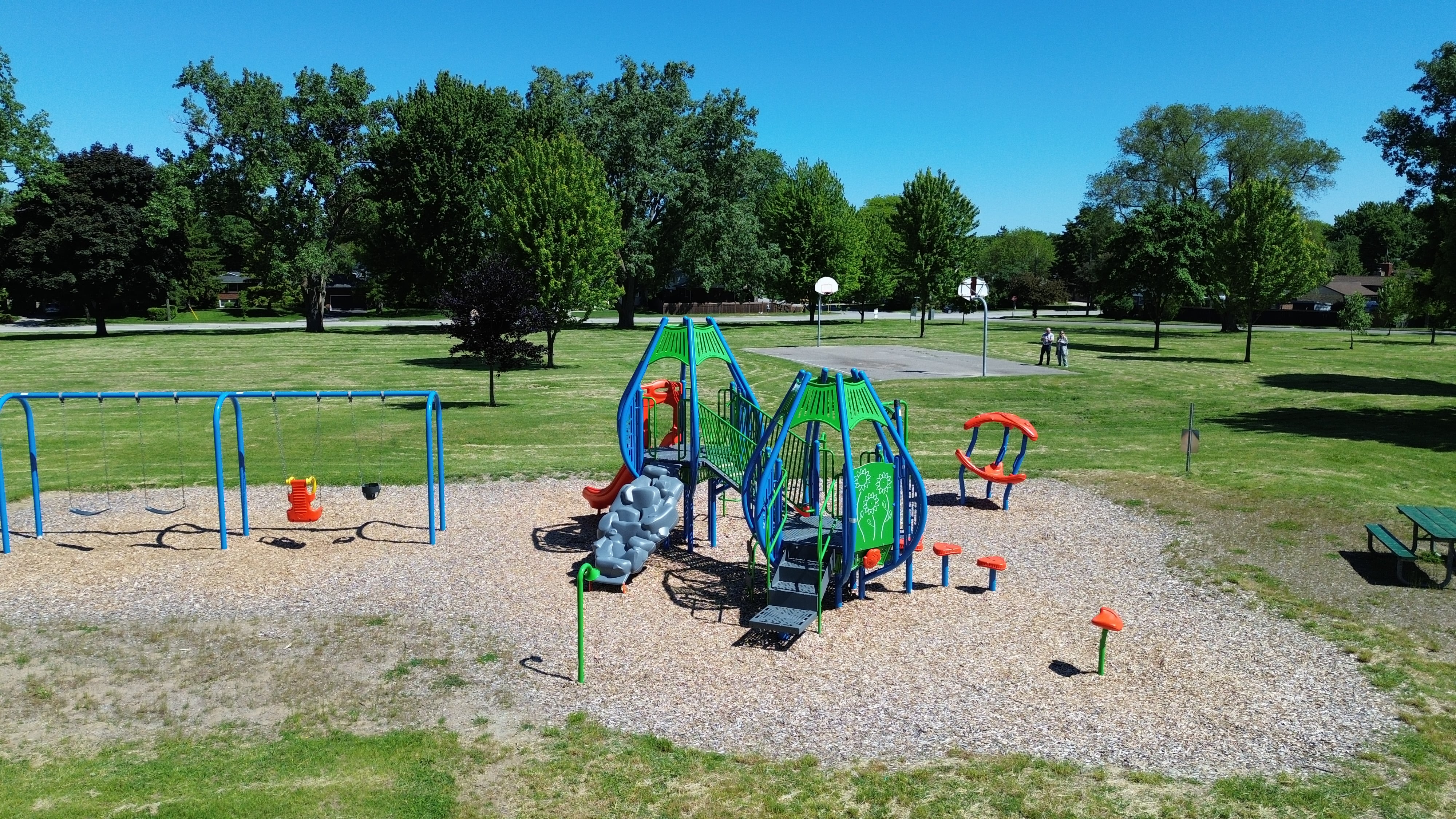 Newton Park playground equipment in Sarnia, ON showing accessible play equipment