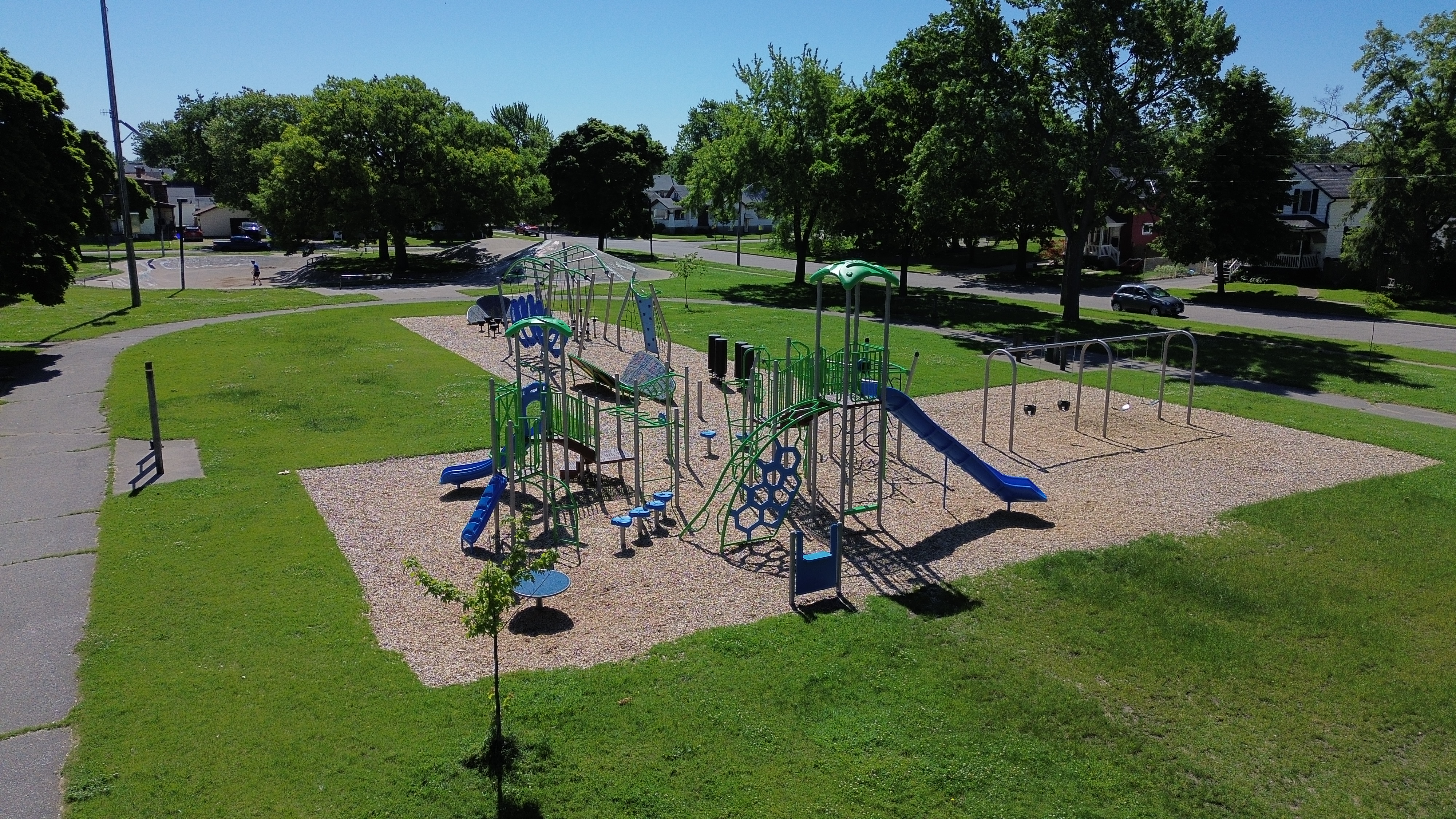 Harry Turnbull Park playground equipment in Sarnia, ON with inclusive play features