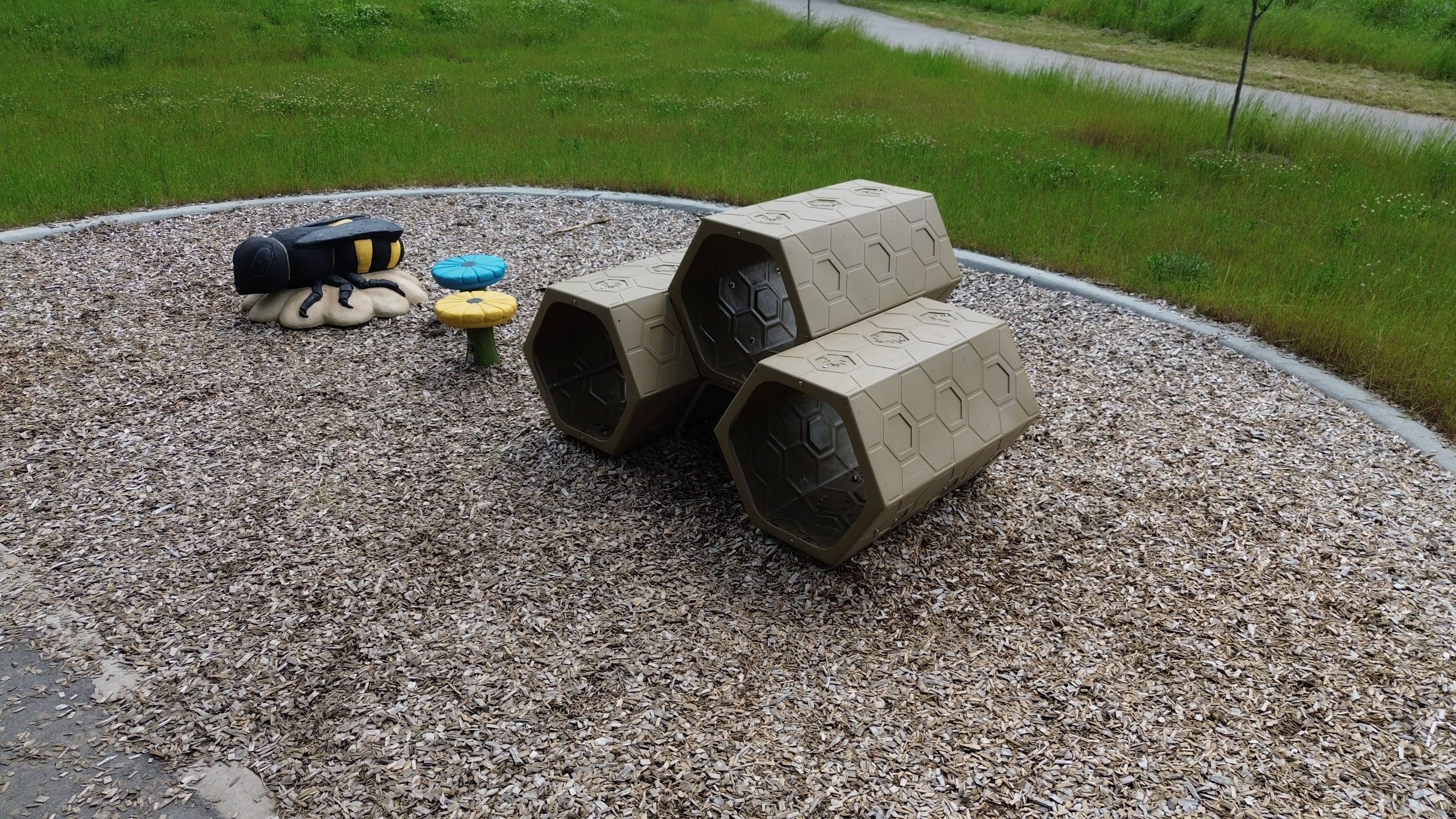 McCormick Park playground equipment in London ON with climbing and sliding features