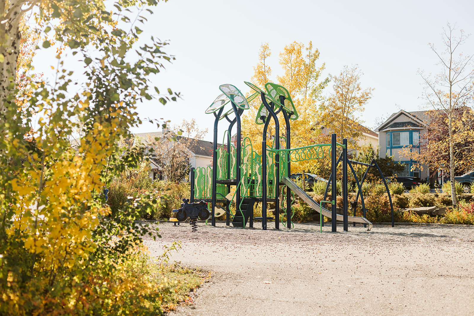 Avalon Playground playground equipment in Calgary, AB showing tower structures