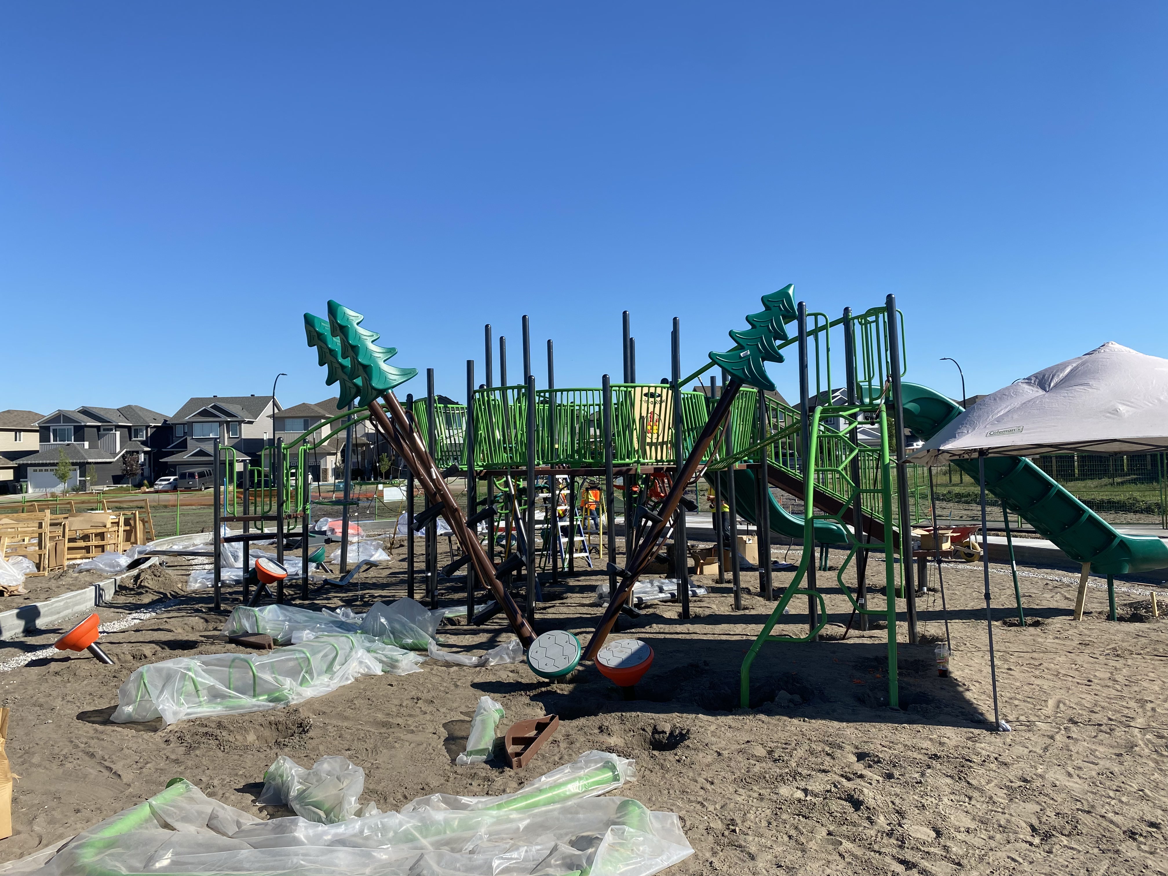 Forest Ridge playground equipment in Fort Saskatchewan, SK featuring colorful play structures