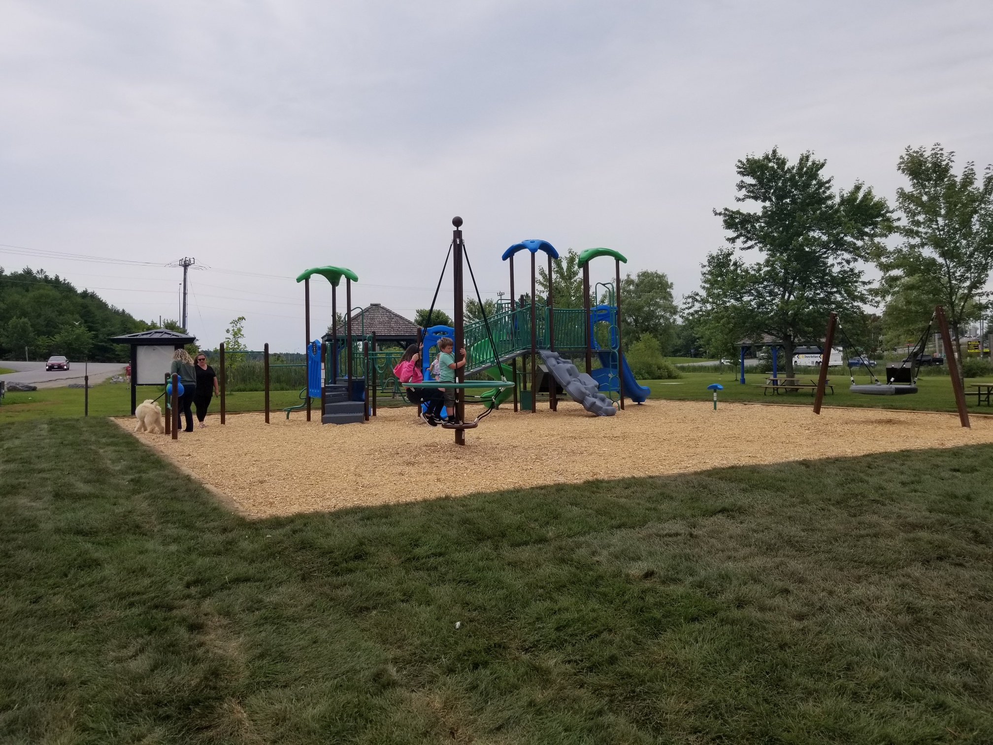 Kinsmen Park playground equipment in Gravenhurst, ON showing accessible play equipment