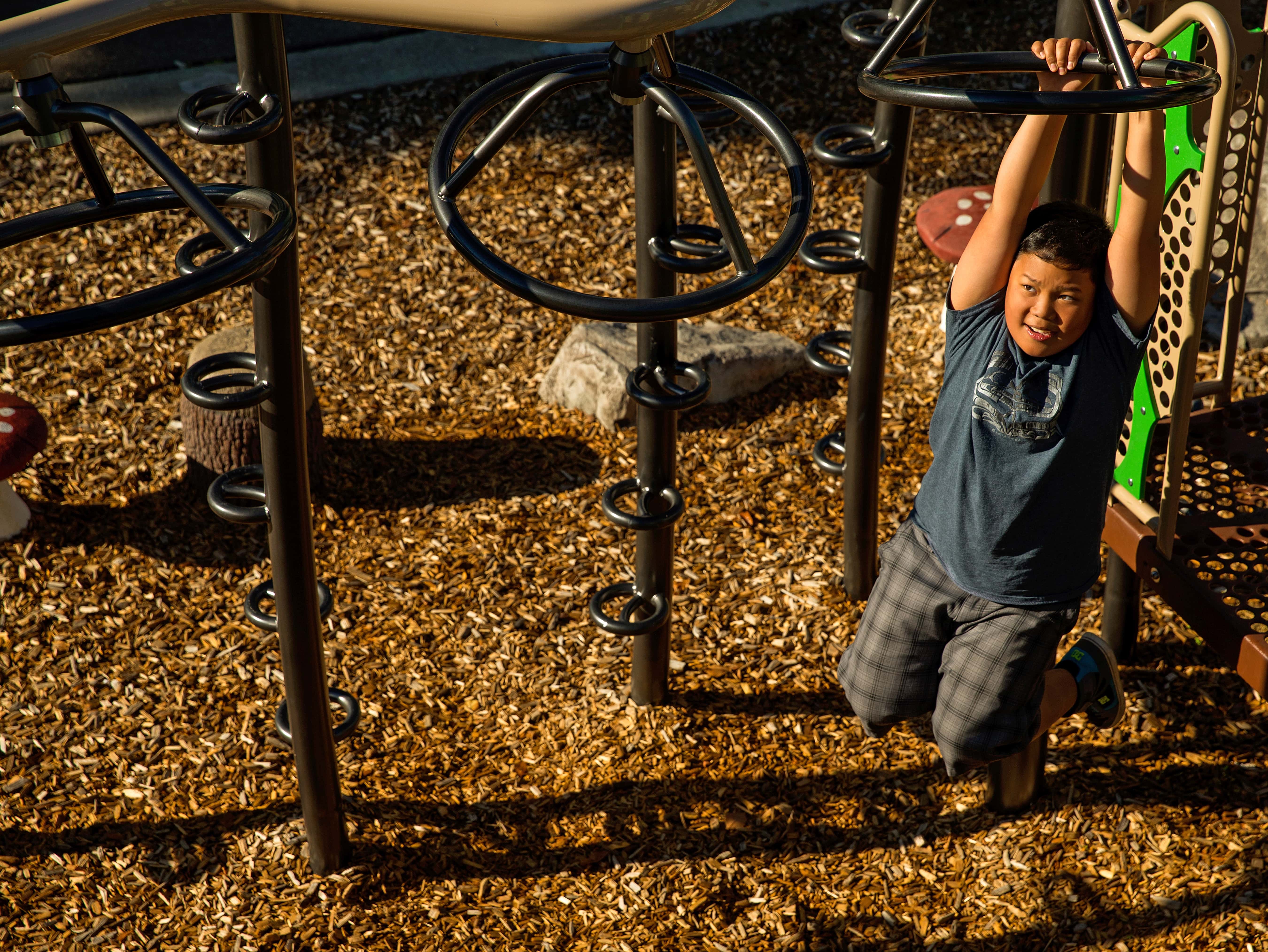 Lendrum "Honey Bee" Themed Park playground equipment in Edmonton, AB showing community playground space