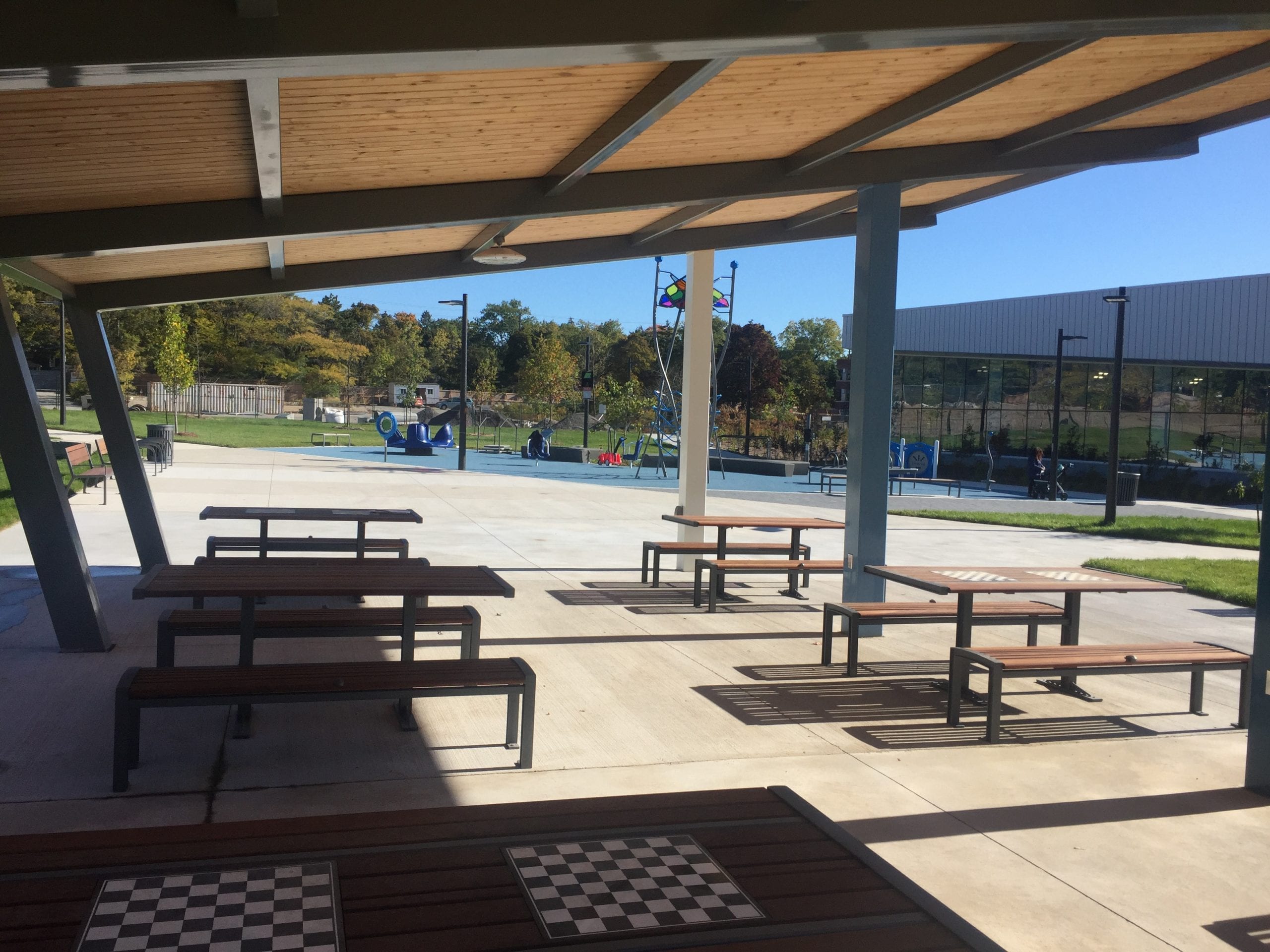 Oakville Trafalgar Community Centre playground equipment in Oakville, ON with safety surfacing and equipment