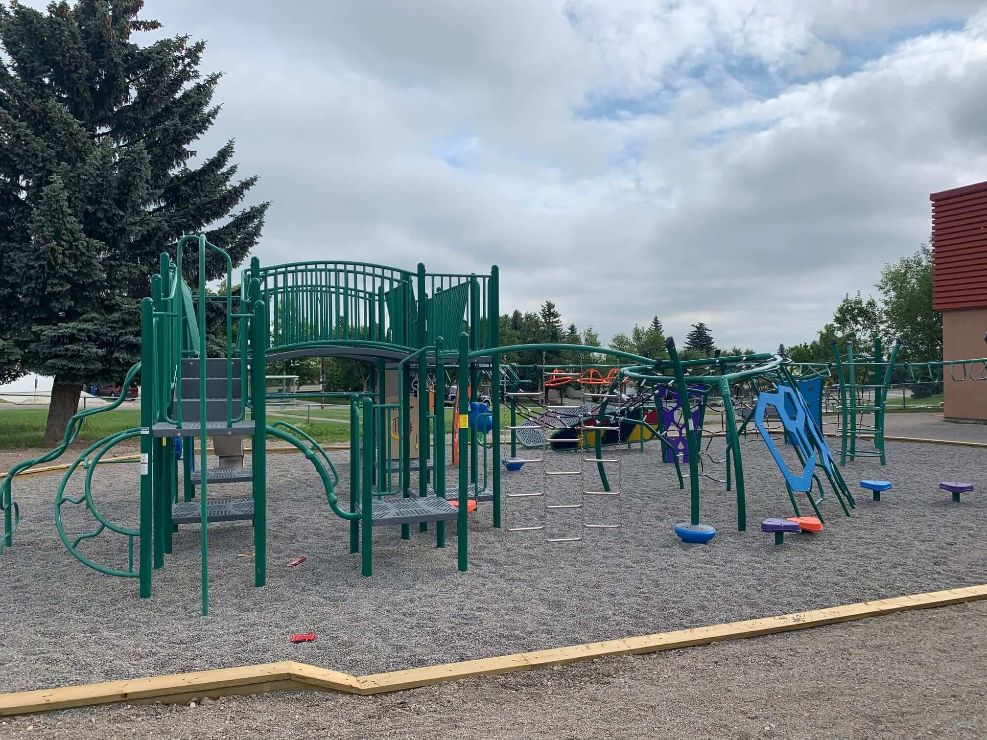 St. Bede's School Playground playground in Calgary, AB with school playground, volunteer-built playground