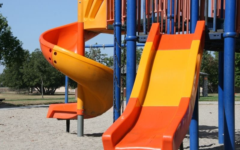 colorful playground slides