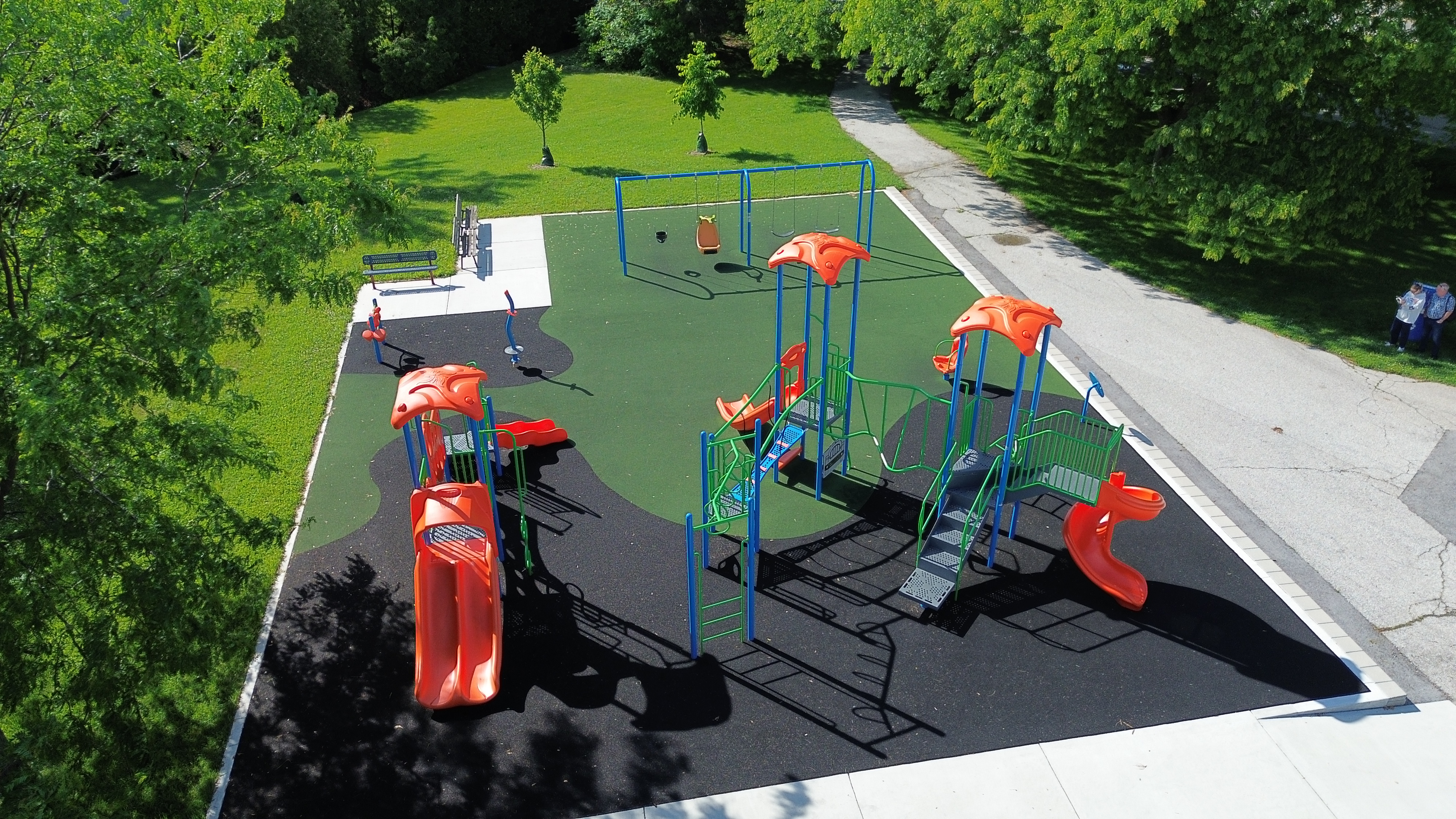 South Rendezvous Park playground equipment in Windsor, ON featuring modern playground design