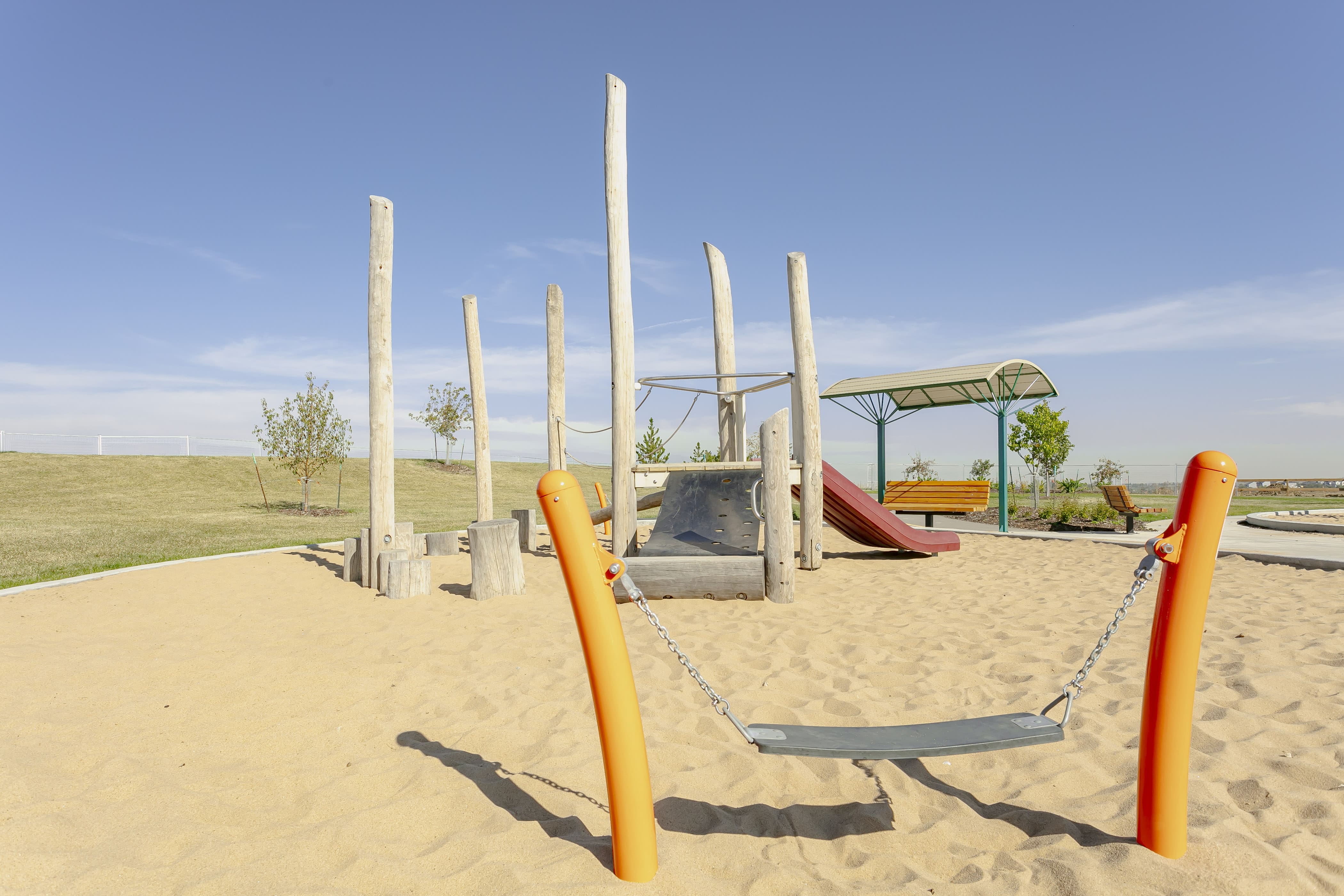 Cambrian Playground playground equipment in Sherwood Park, AB with charming street lamp details