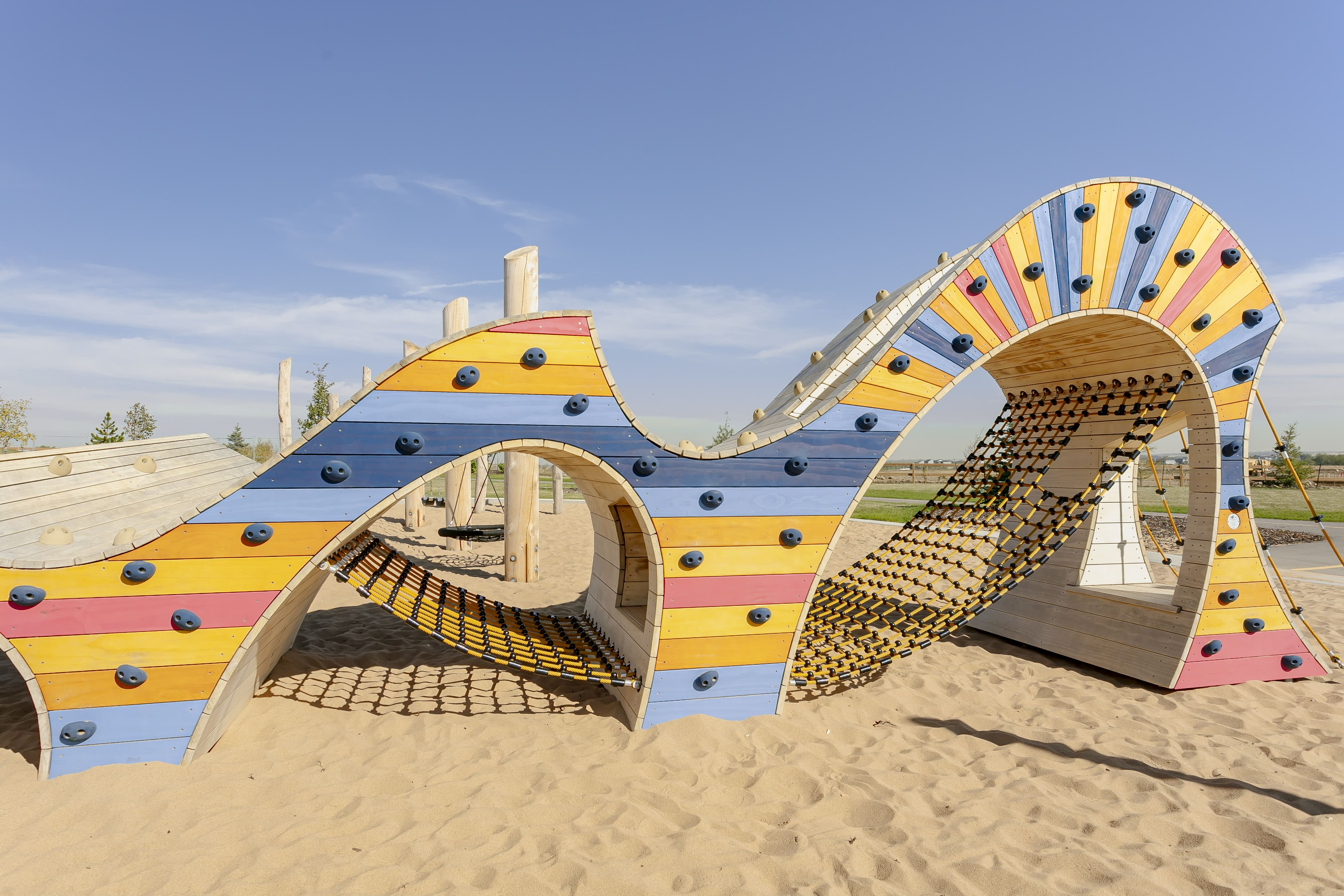 Cambrian Playground playground equipment in Sherwood Park, AB with natural Earthscape playground design