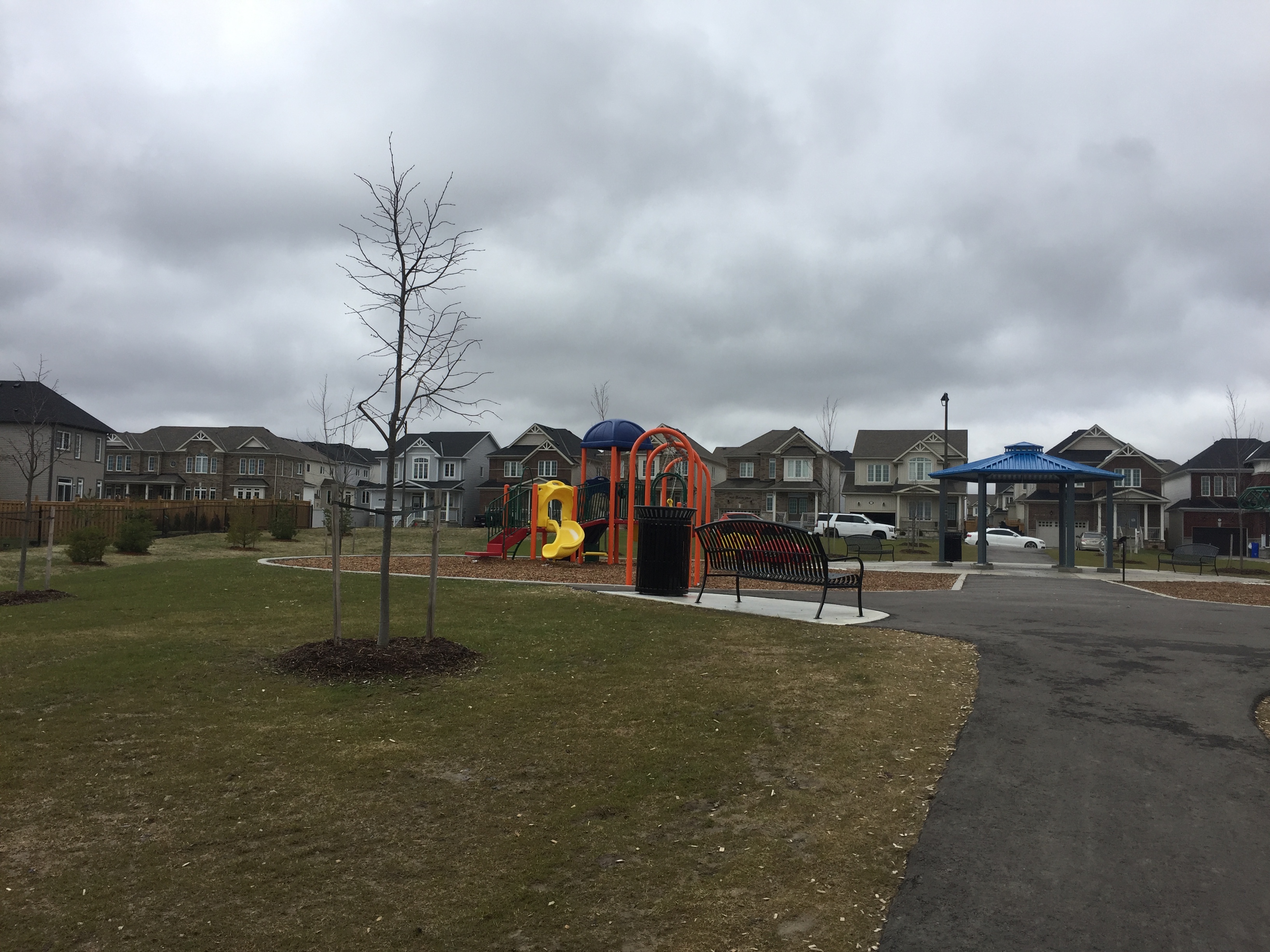 Shelburne Community Park playground equipment in Shelburne, ON with best practices playground design