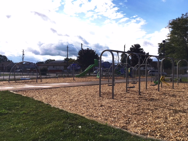 Parkdale School playground equipment in Hamilton, ON with water treatment system