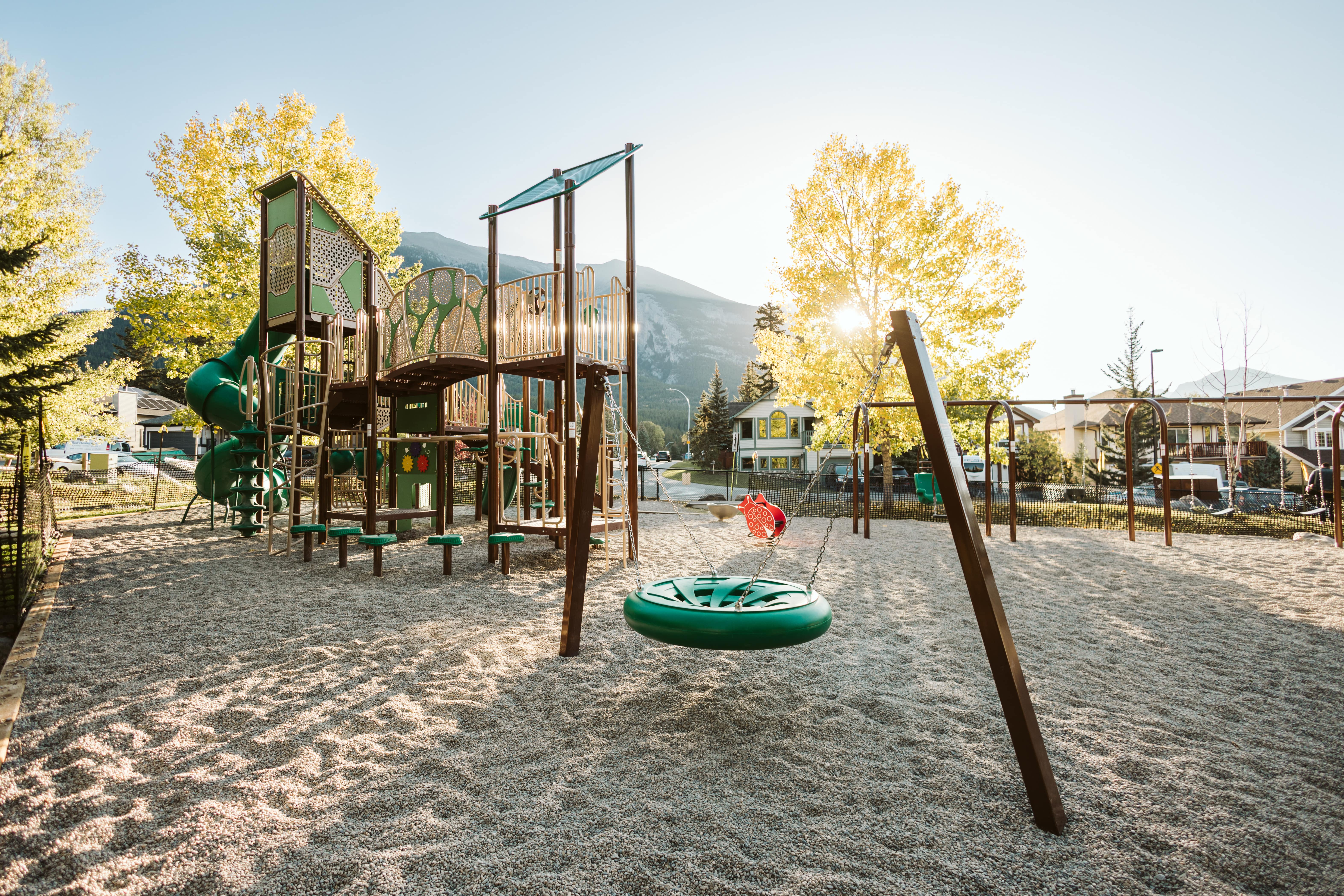 Lady MacDonald Park (Canmore, AB) playground equipment and play area