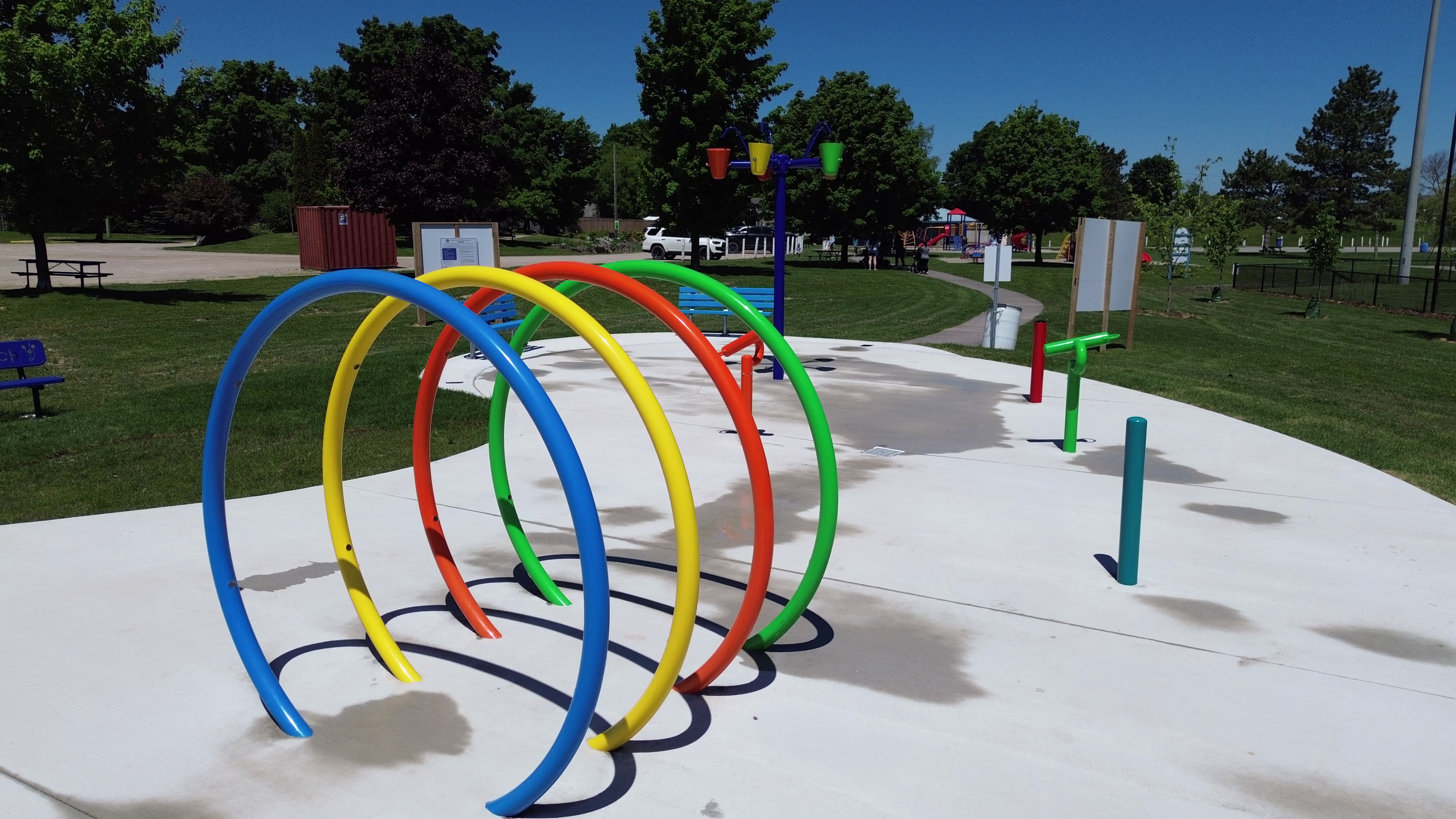 Rotary Splash Park (Shelburne, ON) playground in Shelburne, ON - play area surfacing and safety features