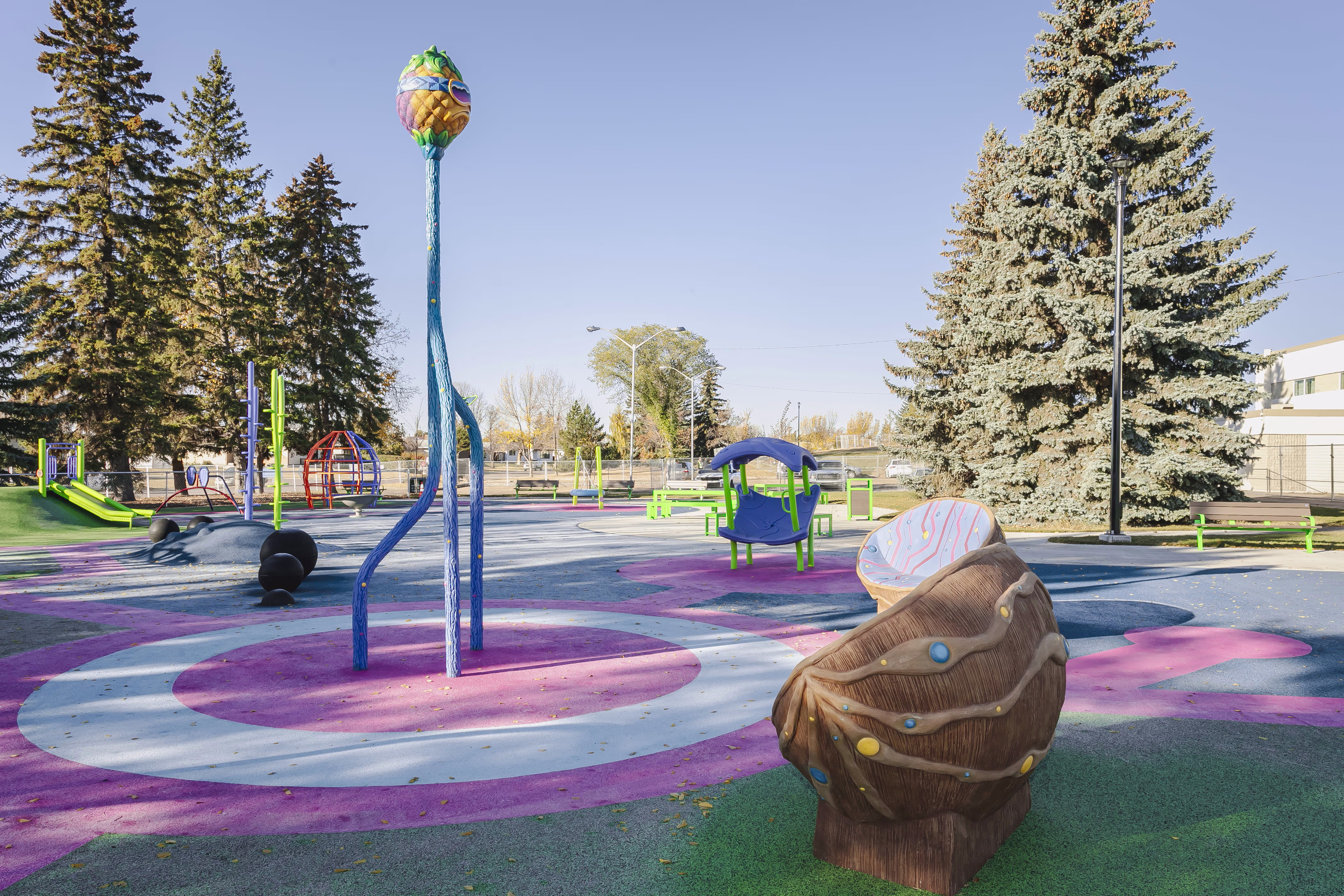 Balwin Pineapple Park (Edmonton, AB) playground in Edmonton, AB - playground swings and slides
