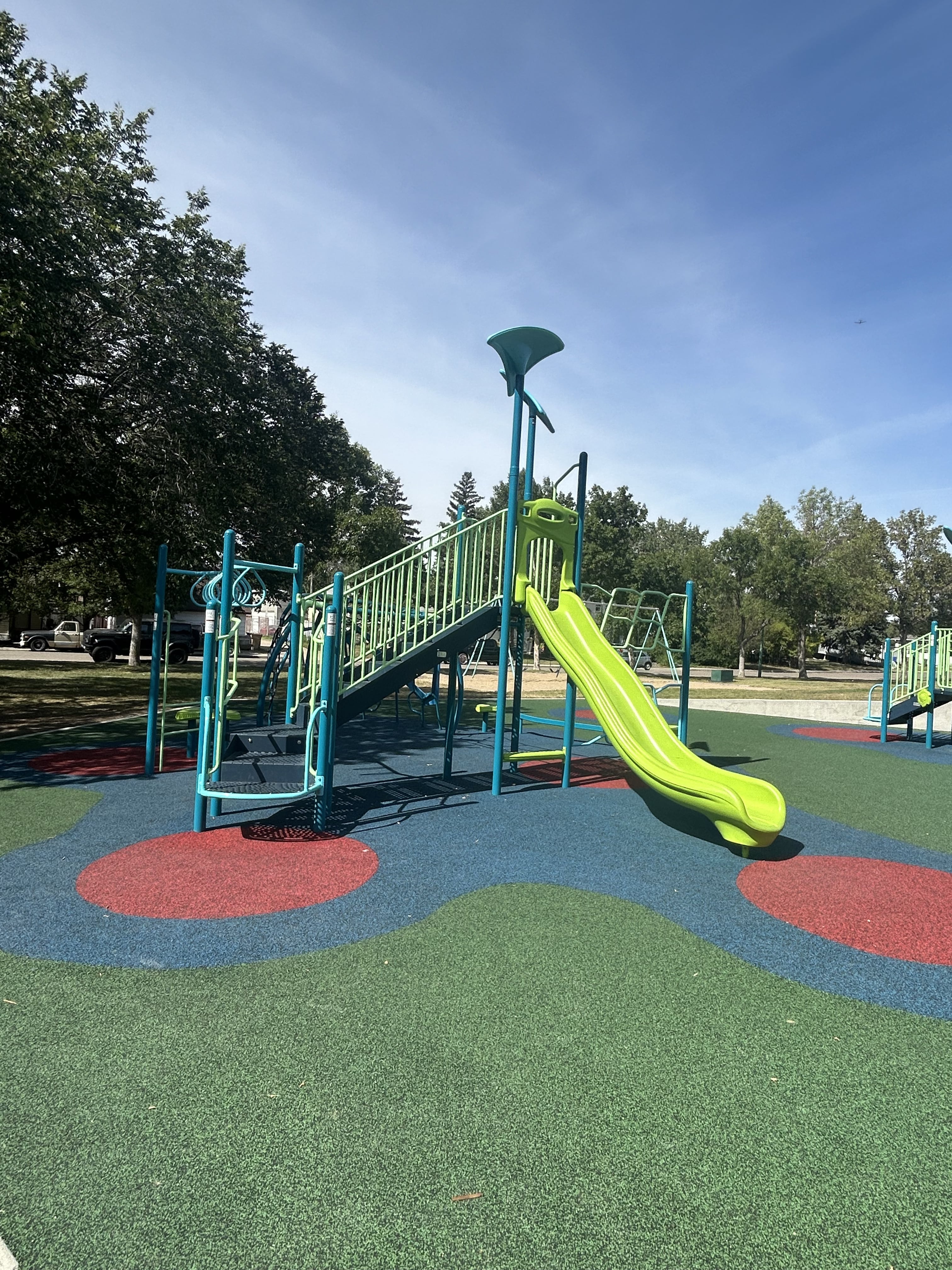 Benson Park playground in Regina, SK - natural and built play elements