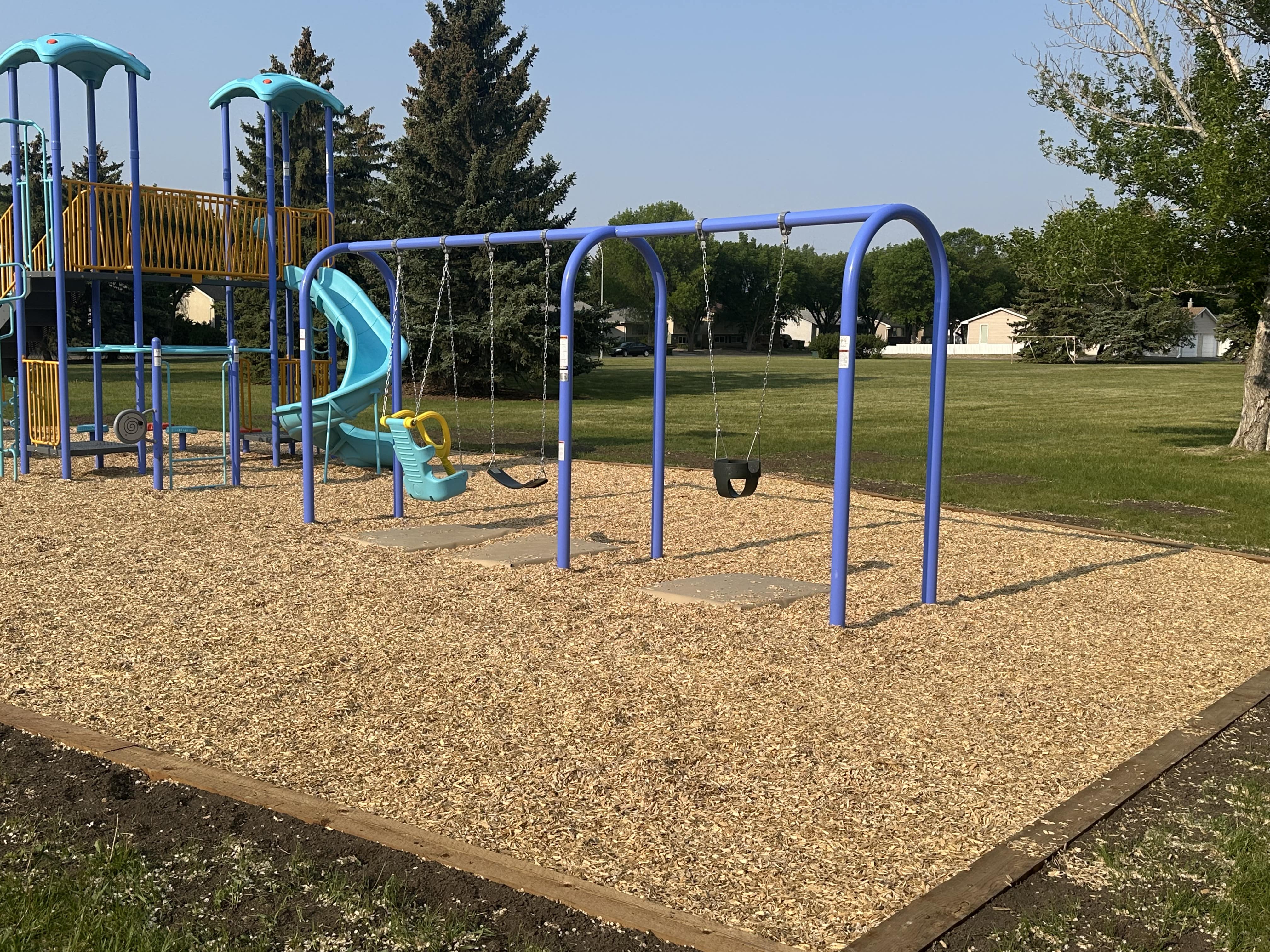 Dalgliesh Park Playground (Regina, SK) playground in Regina, SK - overview of play area and equipment