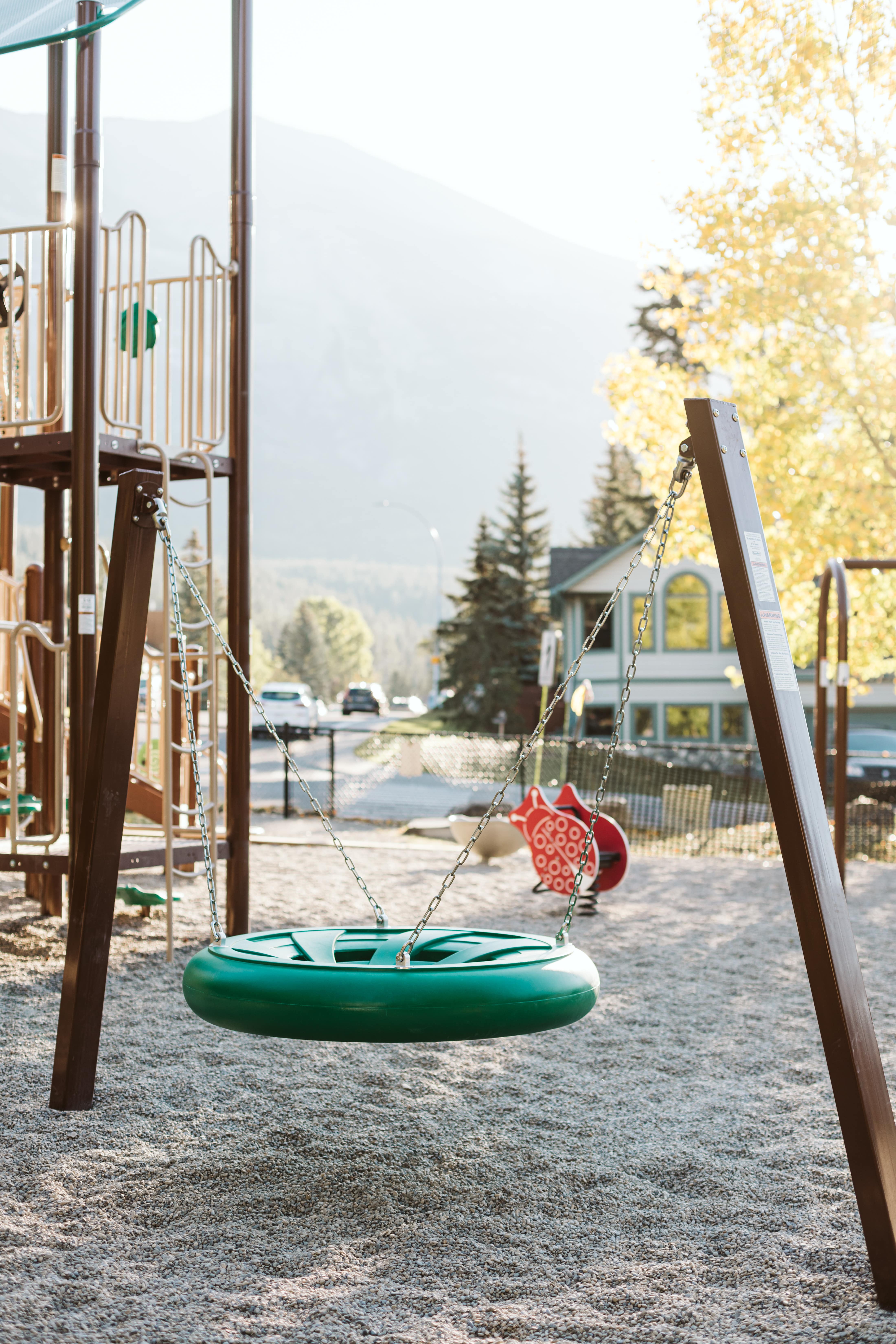 Lady MacDonald Park (Canmore, AB) playground in Canmore, AB - playground swings and slides