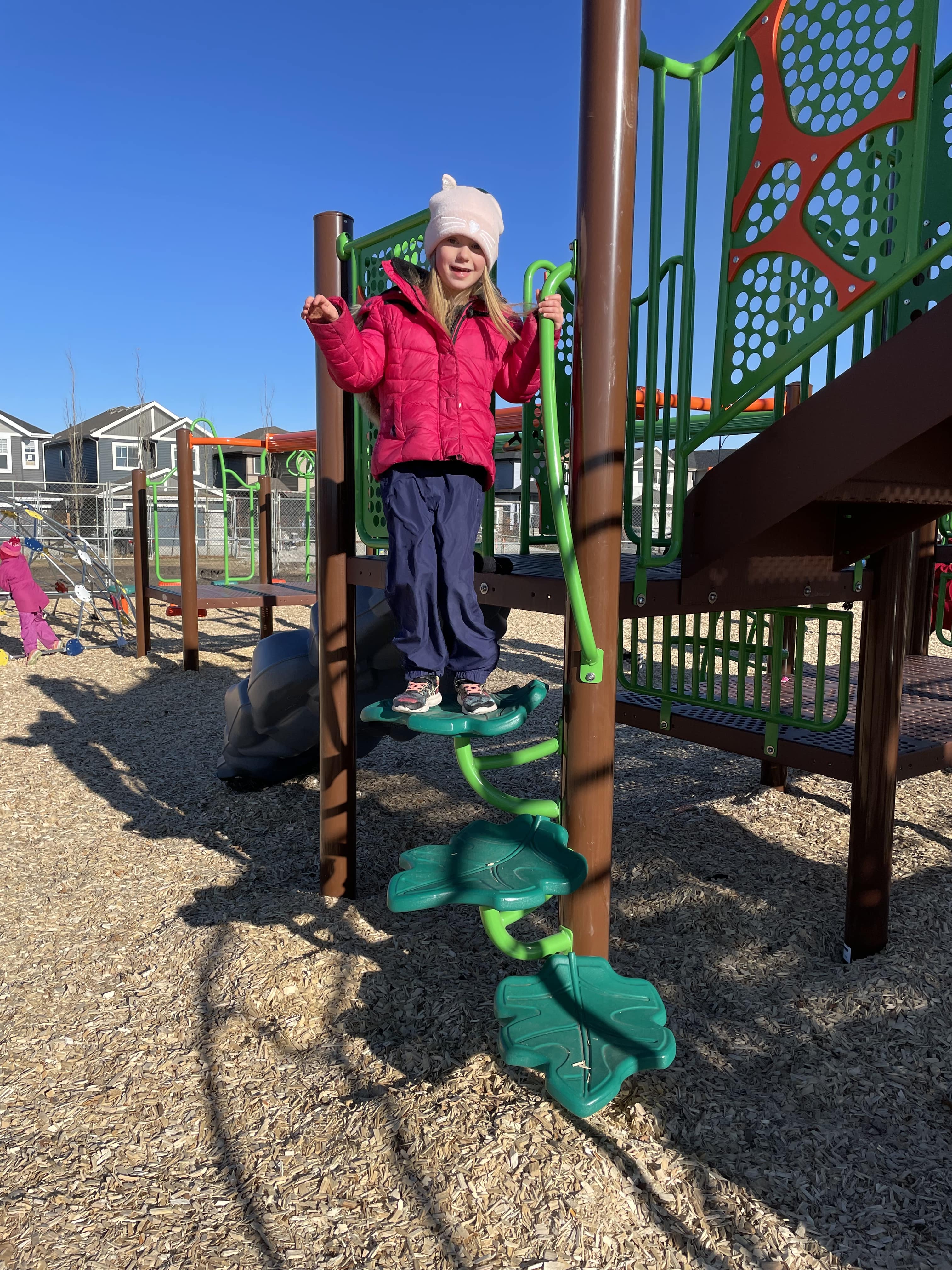 Shauna May Seneca School playground in Edmonton, AB - playground climbing structures