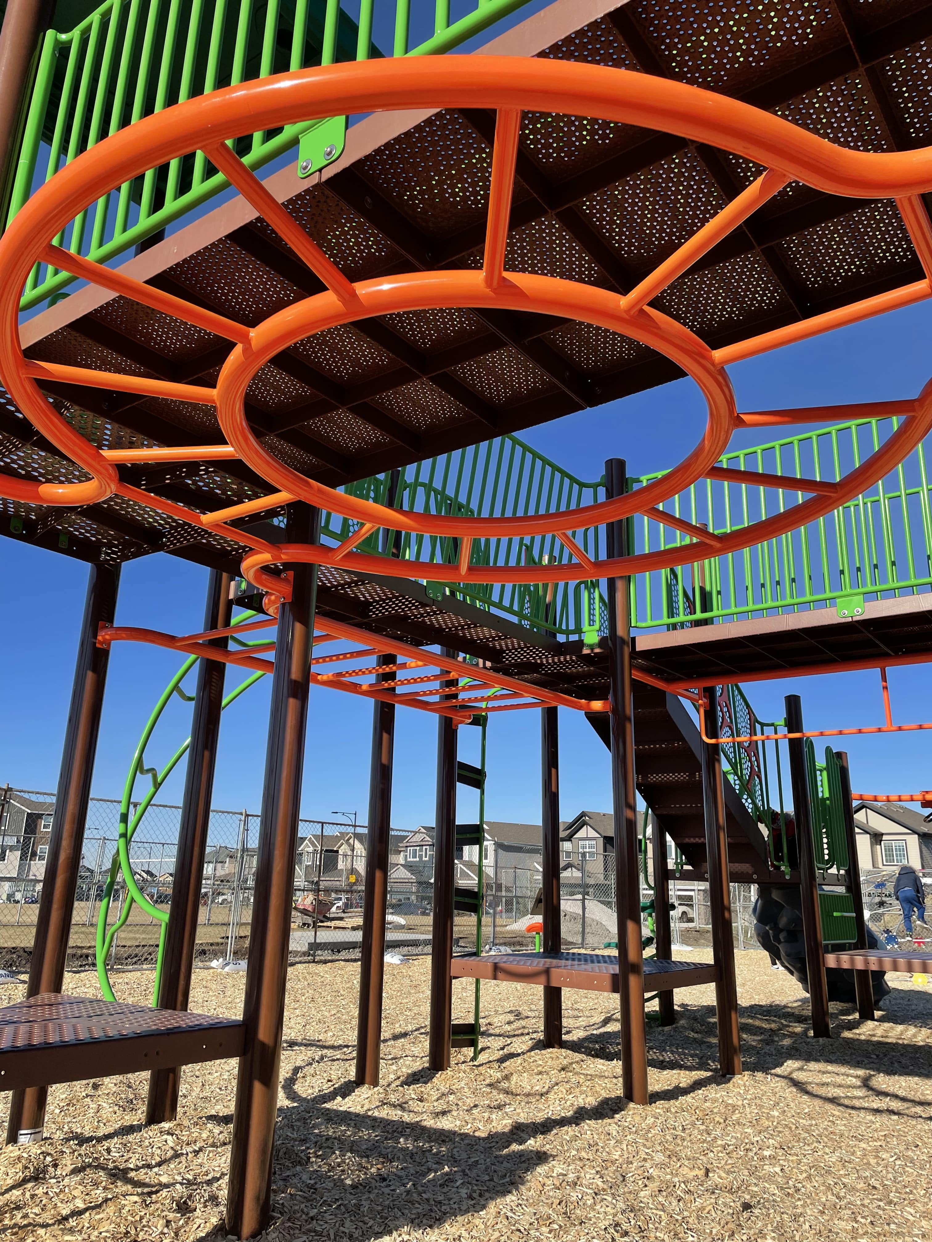 Shauna May Seneca School (Edmonton, AB) playground in Edmonton, AB - playground swings and slides