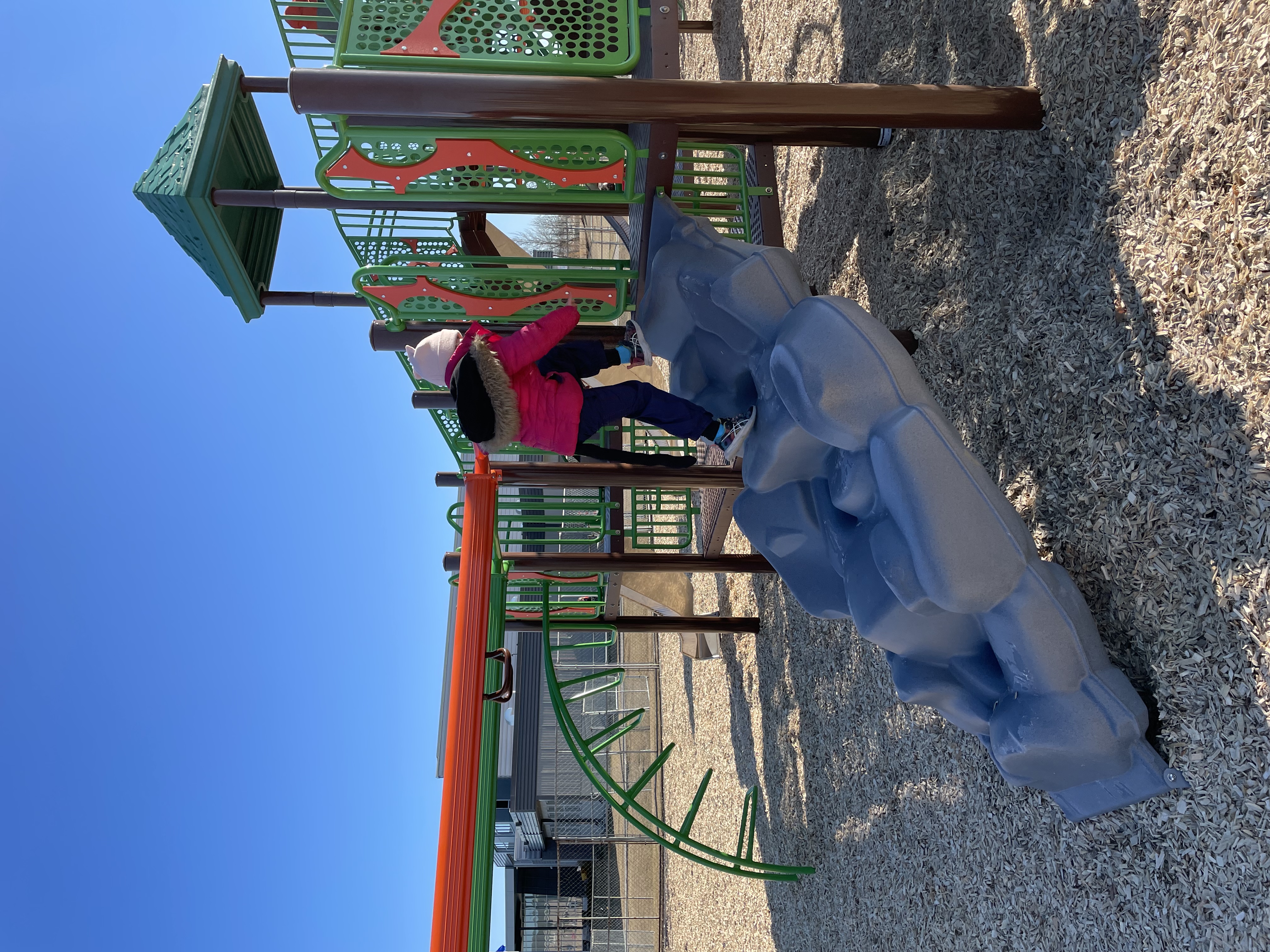 Shauna May Seneca School playground in Edmonton, AB - overview of play area and equipment