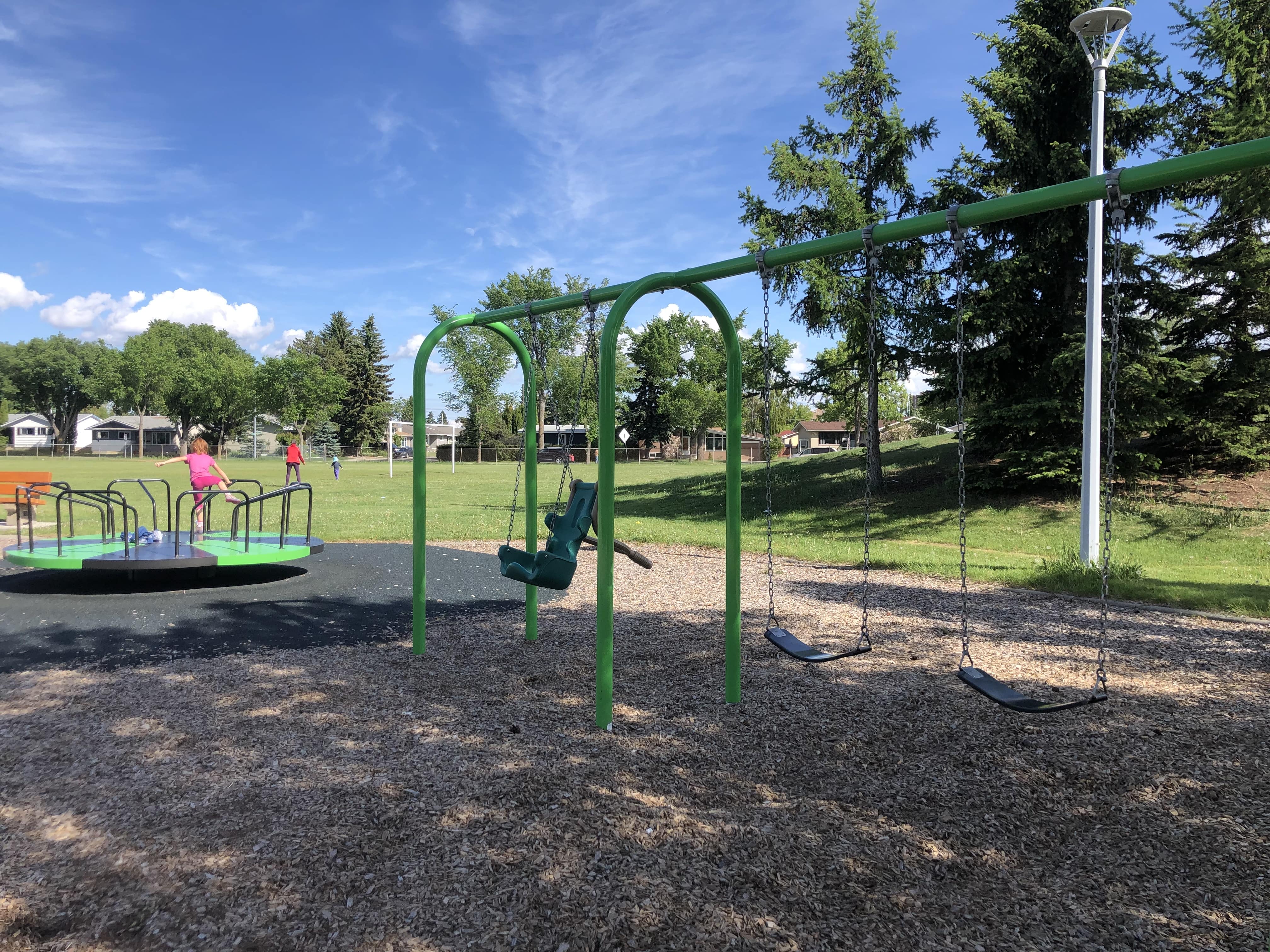 Meadowlark Park (Edmonton, AB) playground in Edmonton, AB - accessible playground features
