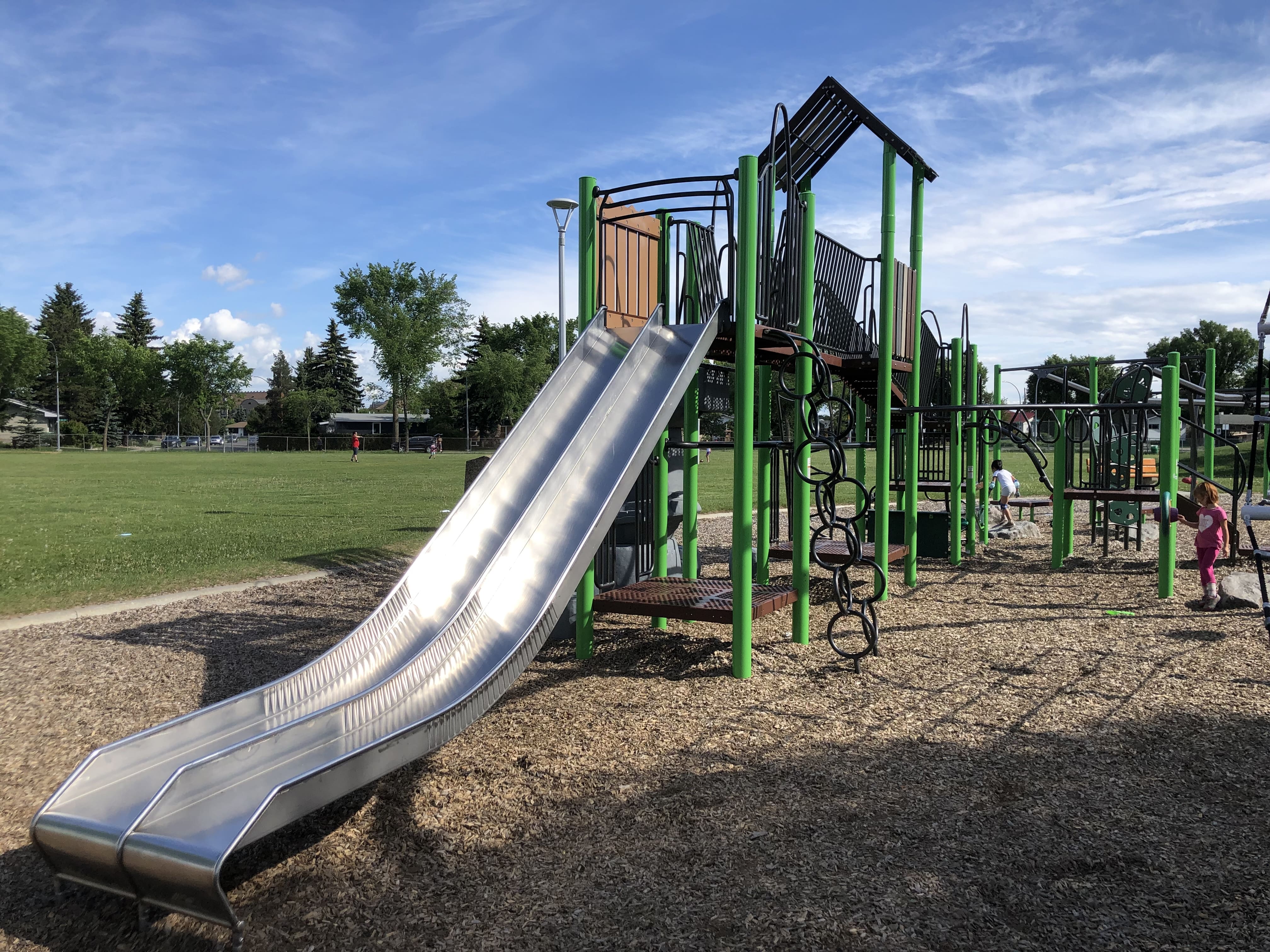 Meadowlark Park (Edmonton, AB) playground in Edmonton, AB - play area surfacing and safety features