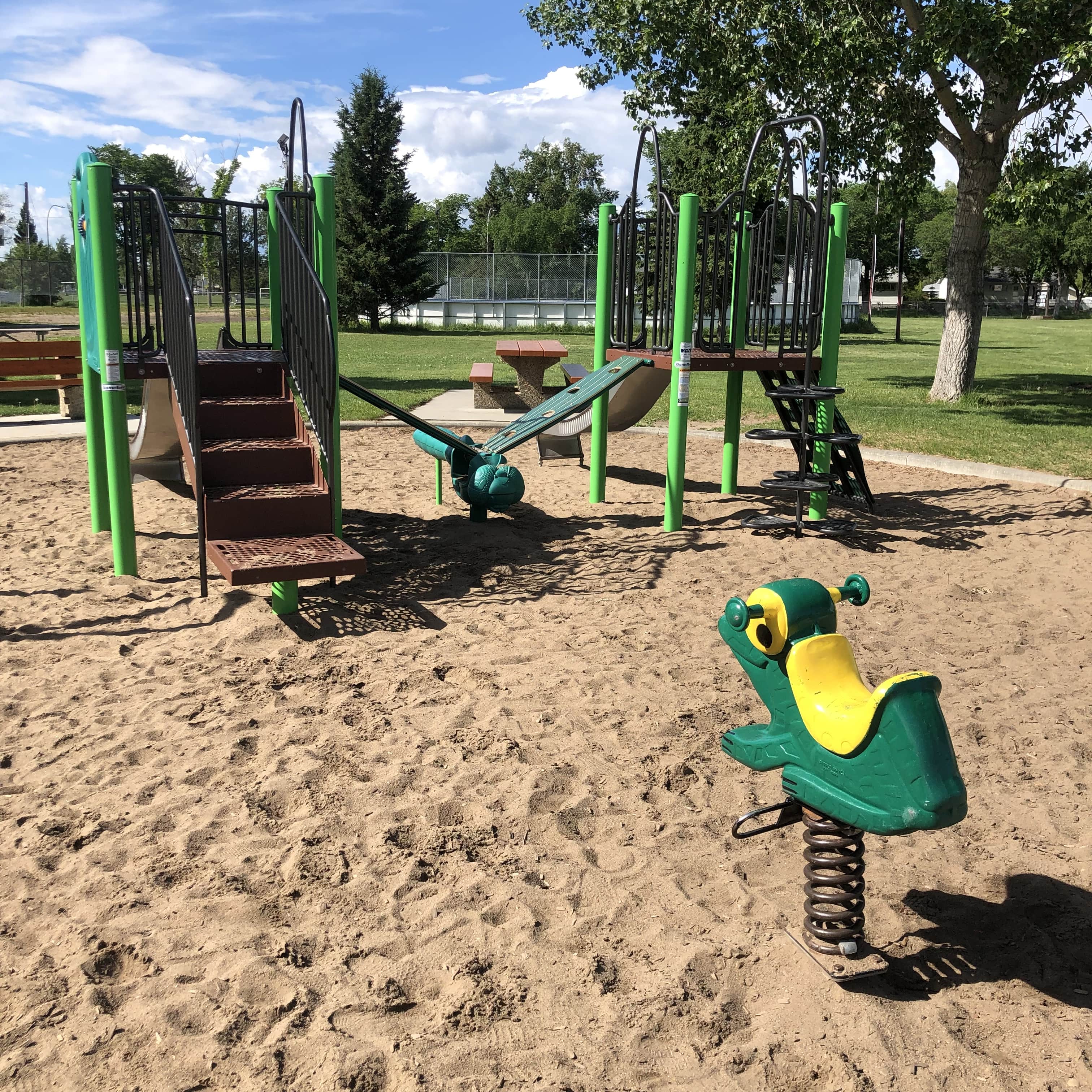 Meadowlark Park (Edmonton, AB) playground in Edmonton, AB - accessible playground features