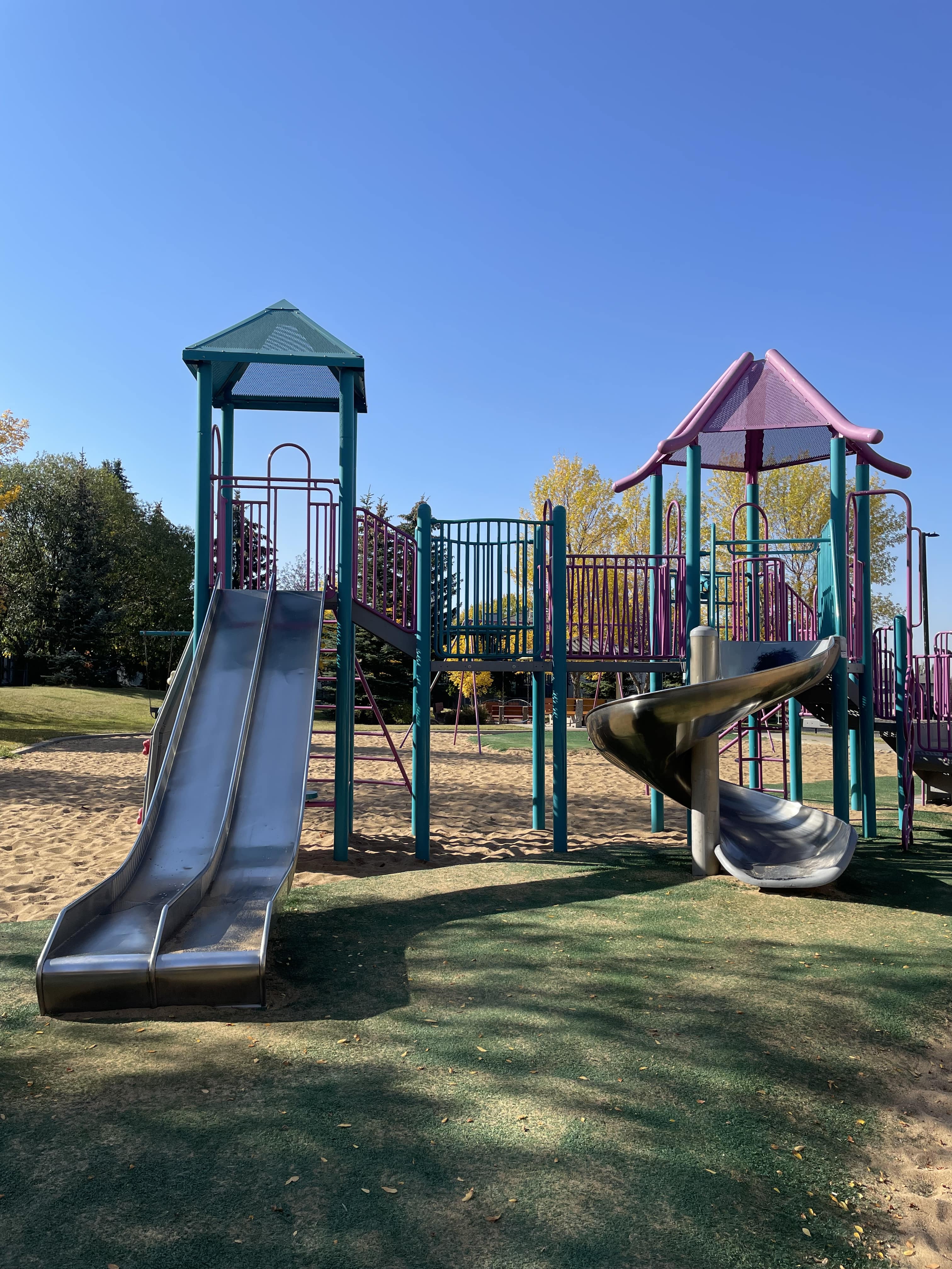 Falconer Heights Playground (Edmonton, AB) playground in Edmonton, AB - play area surfacing and safety features