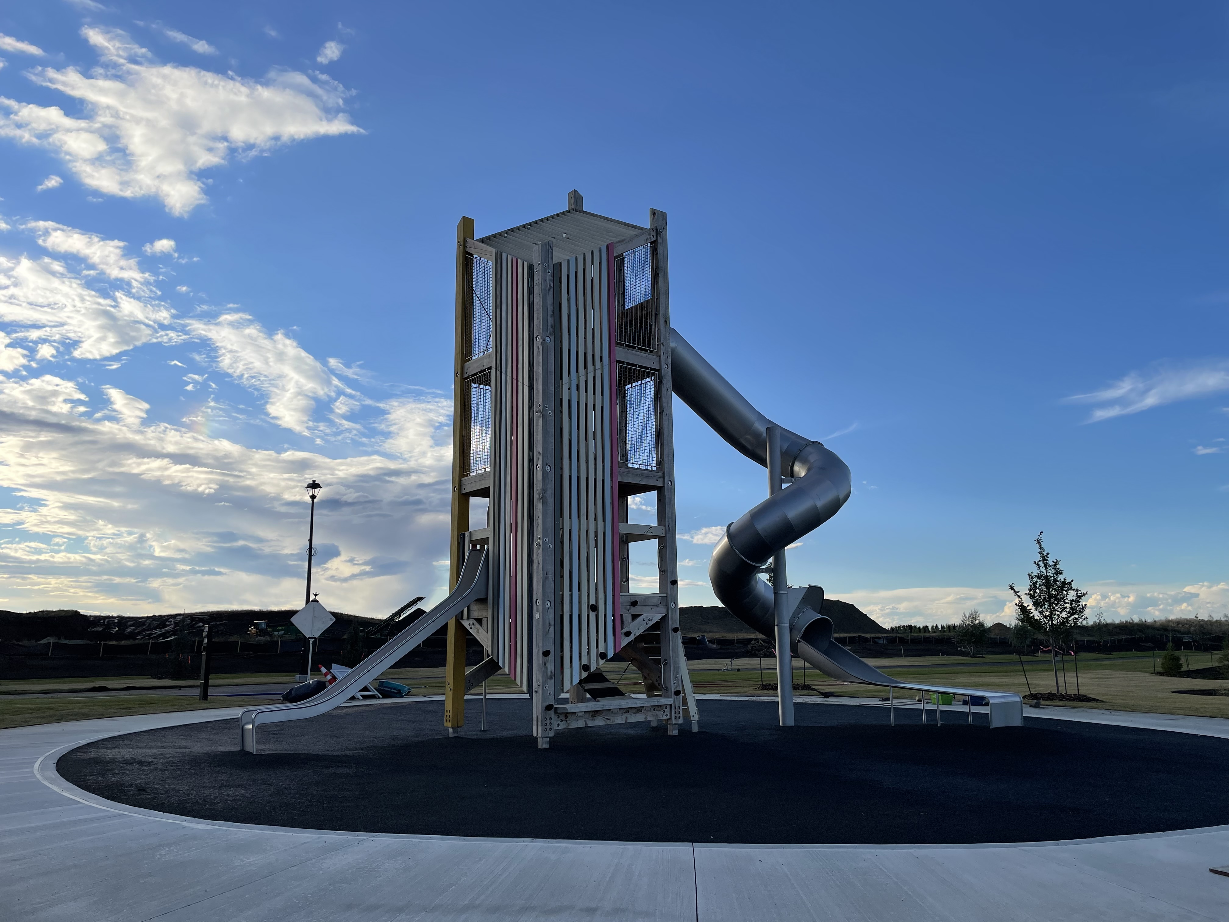 Parc Réunis playground in Beaumont, AB - play area surfacing and safety features