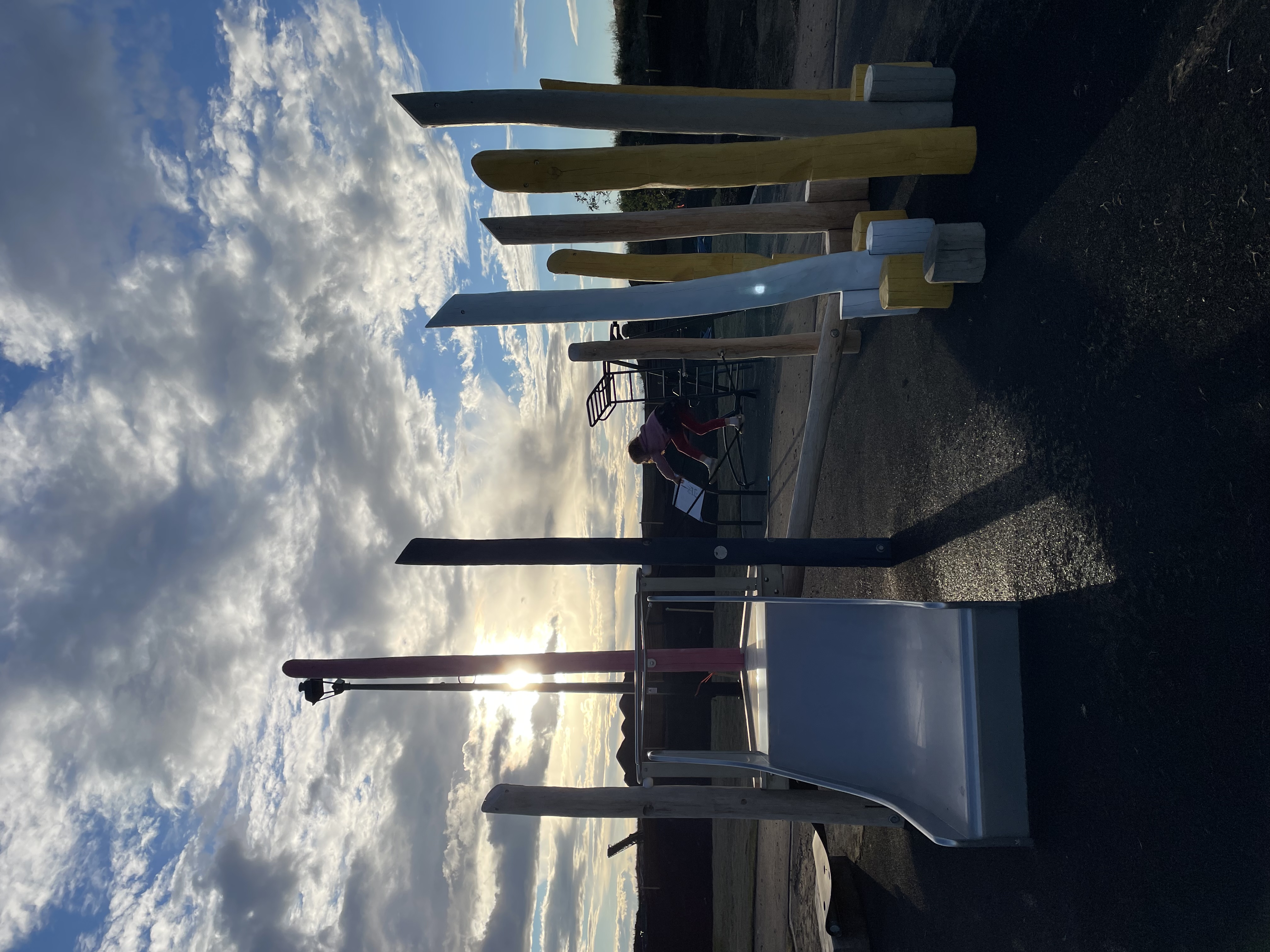 Parc Réunis playground in Beaumont, AB - play area with shade structures