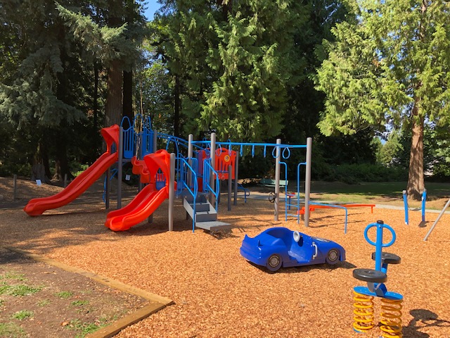 Westview Park (Maple Ridge, BC) playground - overview of play area and equipment