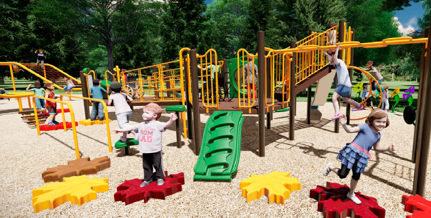 Maple Crest Playground (Edmonton, AB) playground in Edmonton, AB - overview of play area and equipment