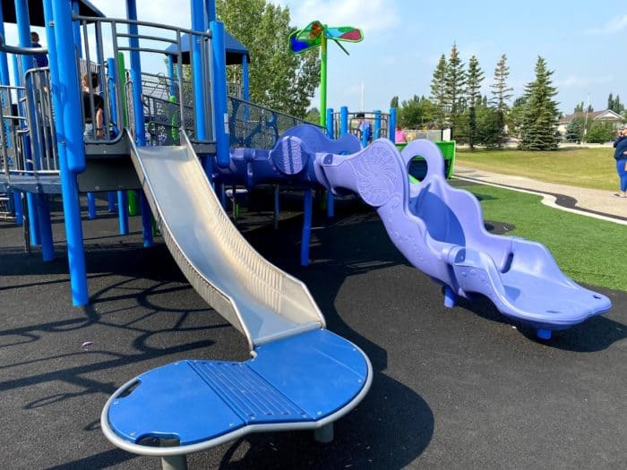 Hidden Valley Playground playground in Calgary, AB - overview of play area and equipment