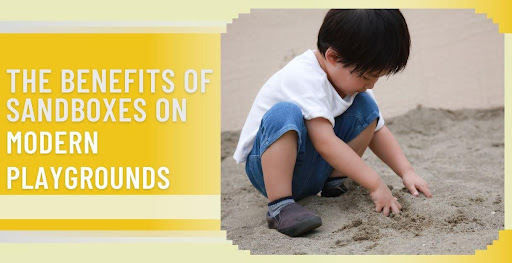 Toddler in a white T-shirt crouching to dig in a sandbox