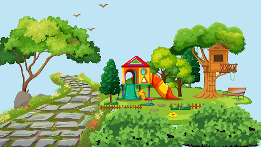 Children engaged in child development playground activities on playground in community play space