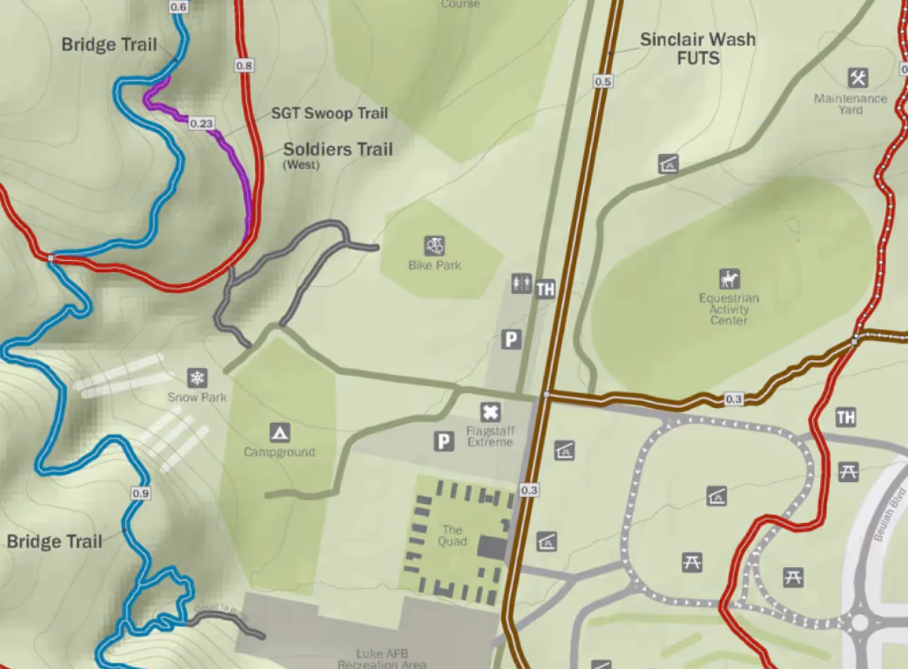 Map with the displayed trail system