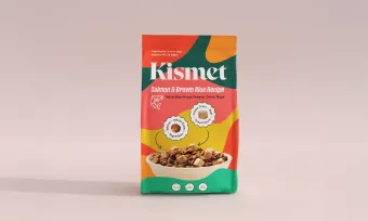 A bag of Kismet dog food.