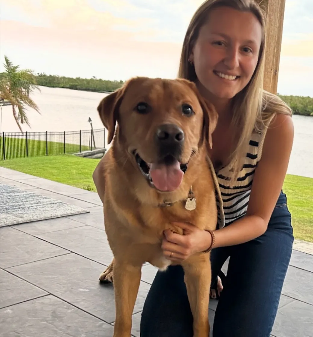 Kona the dog with their mom.