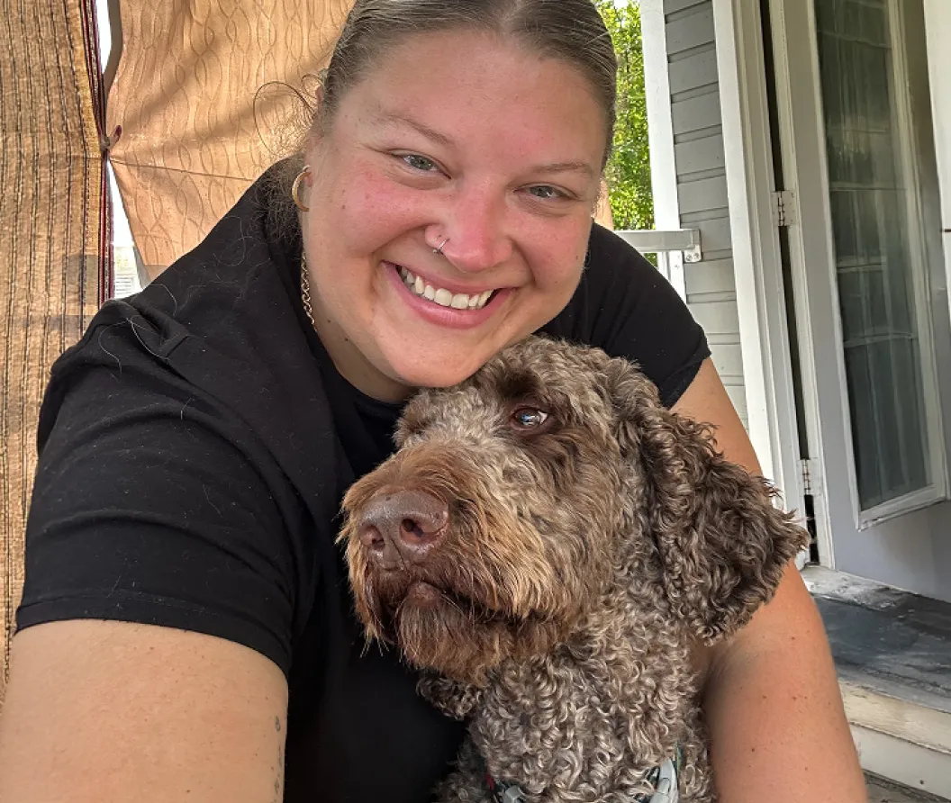 Finnegan and pet parent.