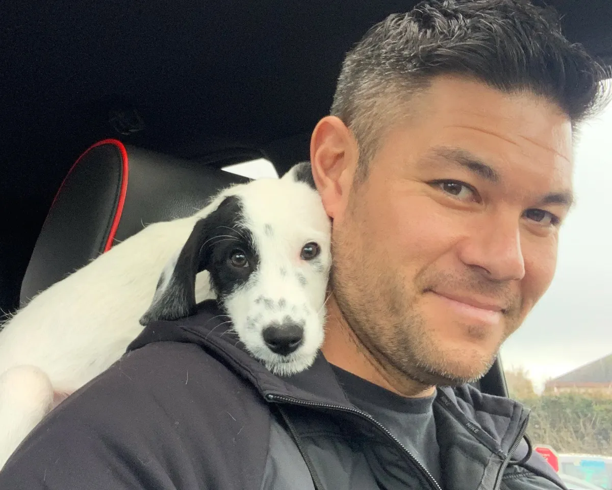 Betty Boop the dog with dad.