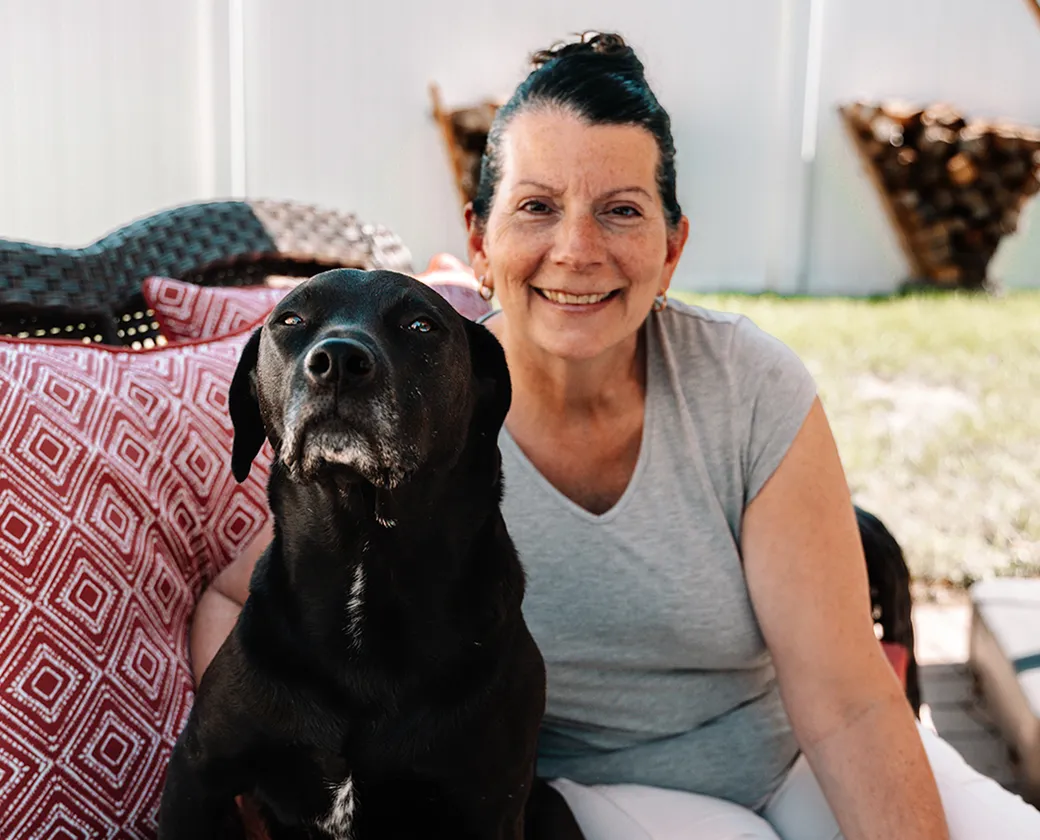 Luca the dog with mom.