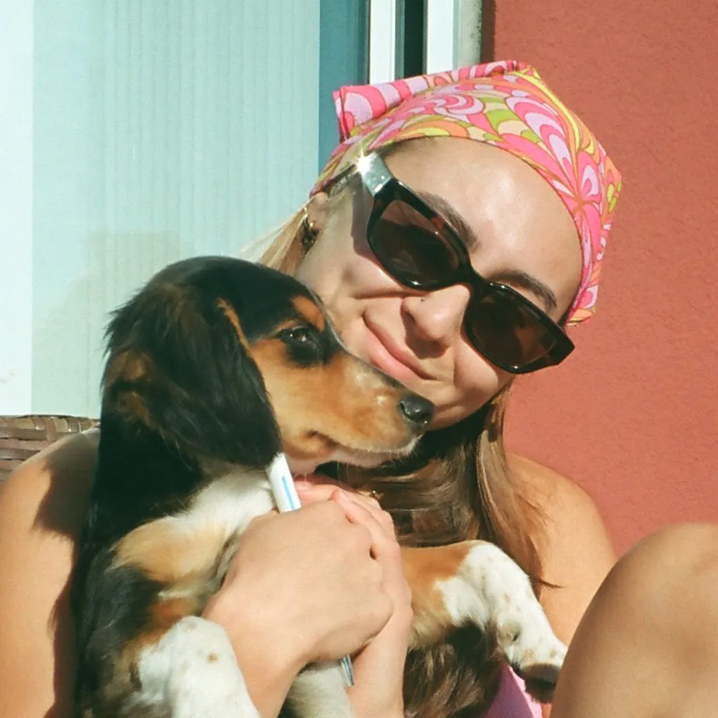 Theo the dog with mom.