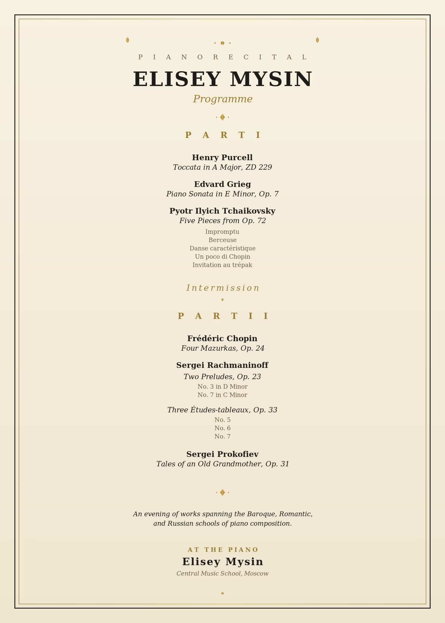 Elisey Mysin - Concert Programme