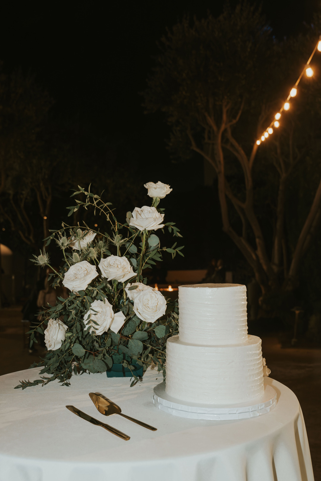 Two-tiered wedding cake.