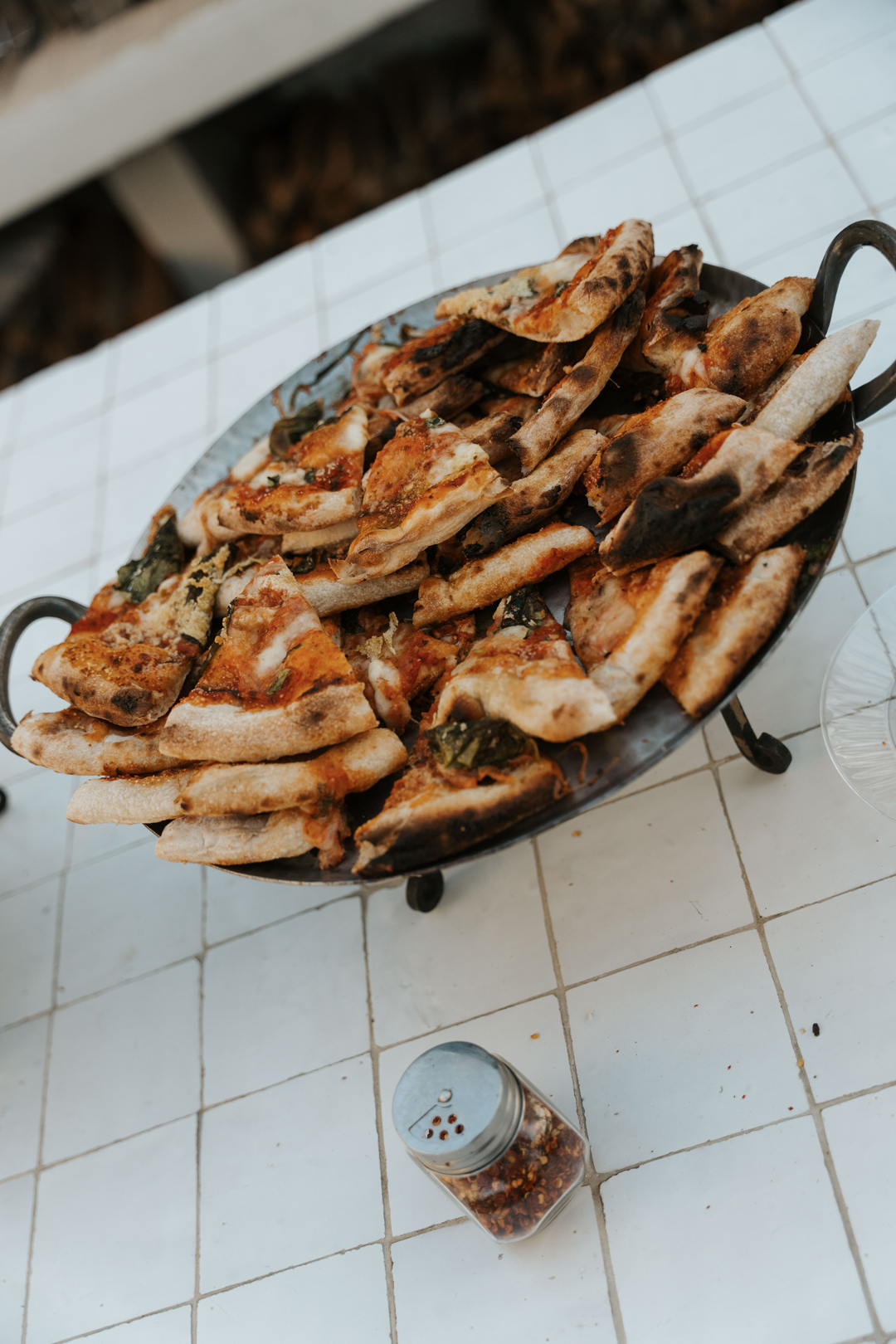 Neapolitan pizzas for an al fresco wedding.